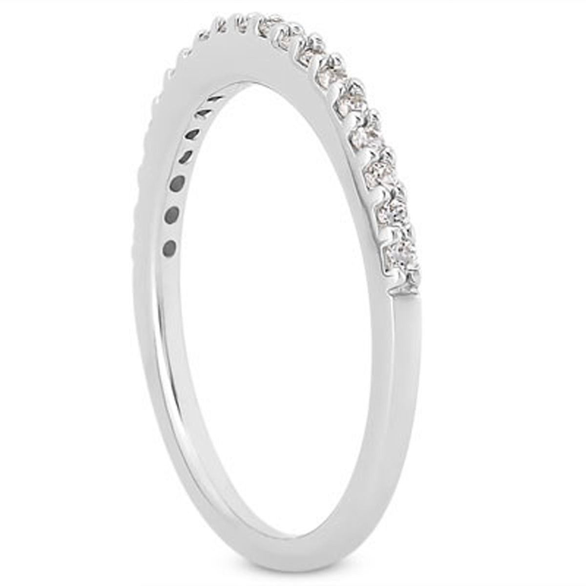 14k White Gold Slim Profile Diamond Micro Prong Diamond Wedding Ring Band by Bids.com