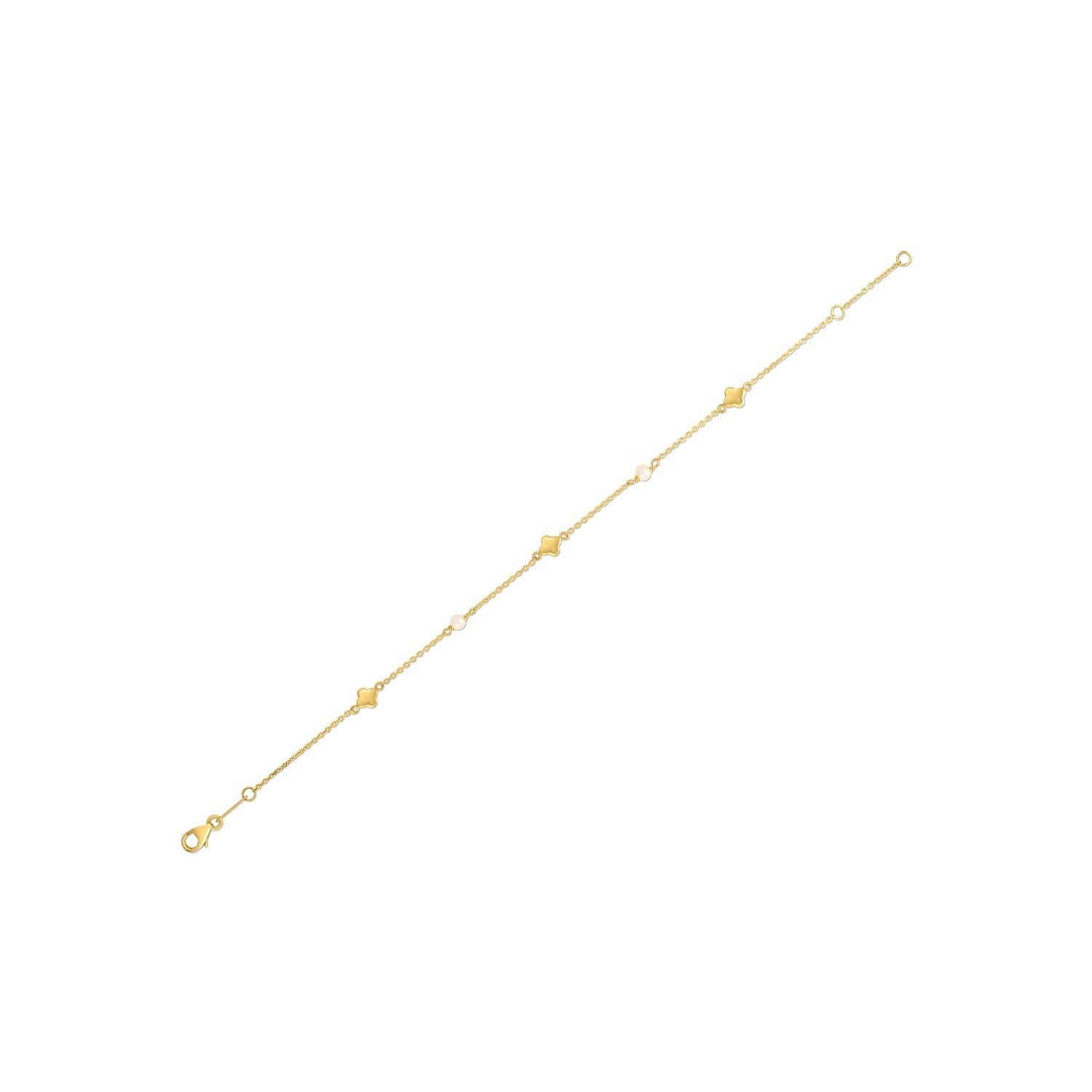 14k Yellow Gold Pearl Clover Bracelet by Bids.com