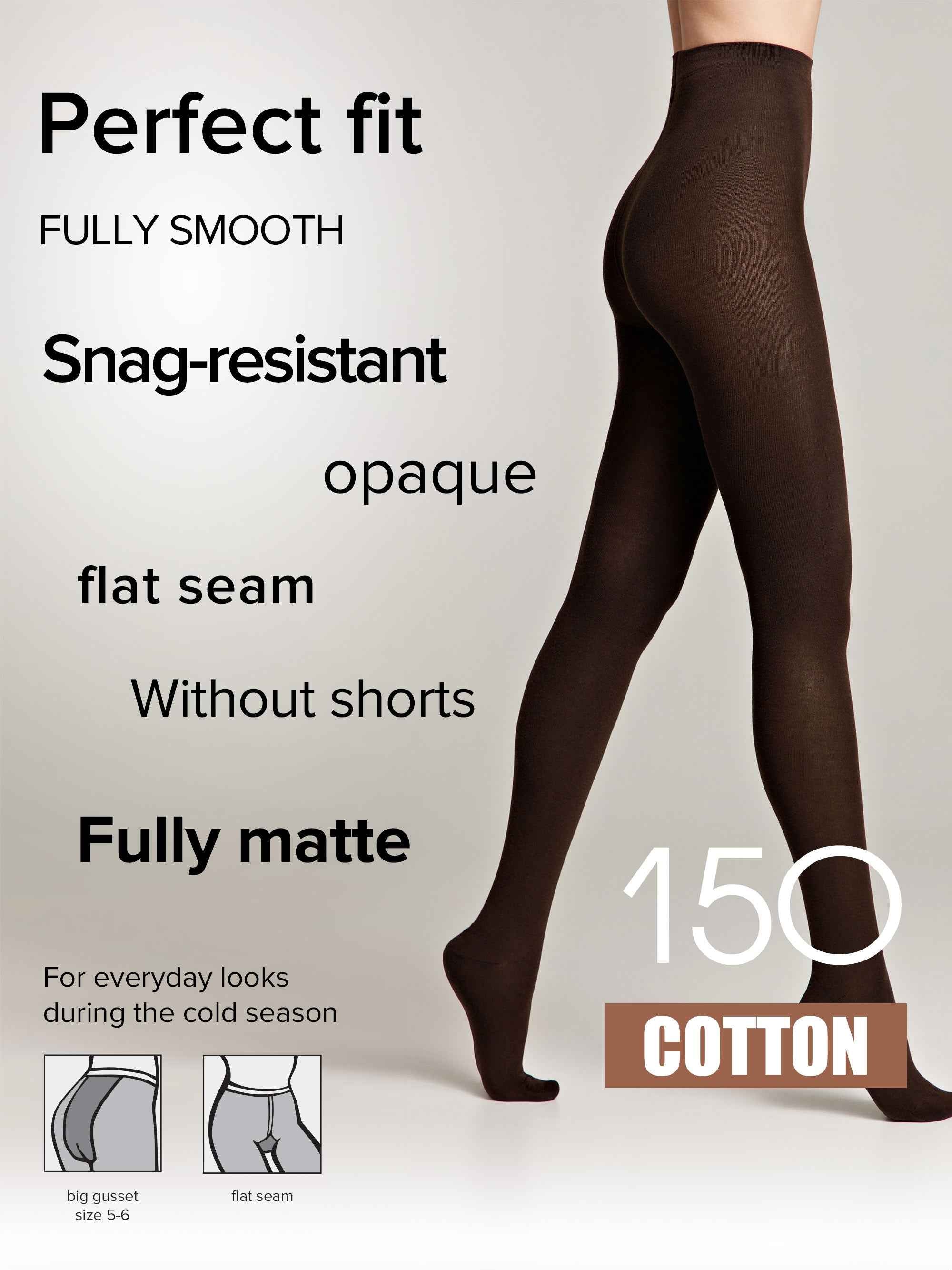 Tights Conte Cotton 150 Den - Warm Opaque