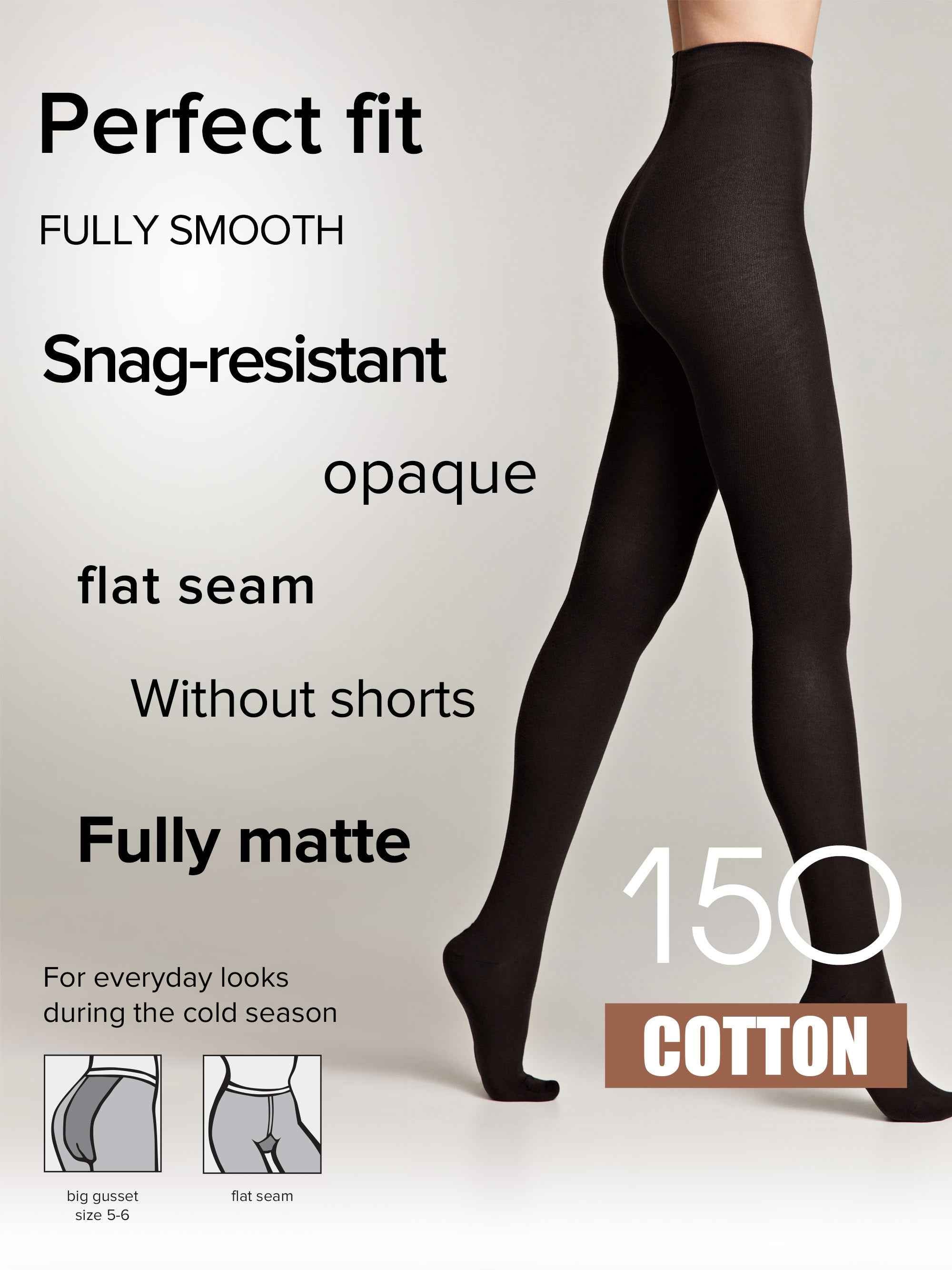 Tights Conte Cotton 150 Den - Warm Opaque