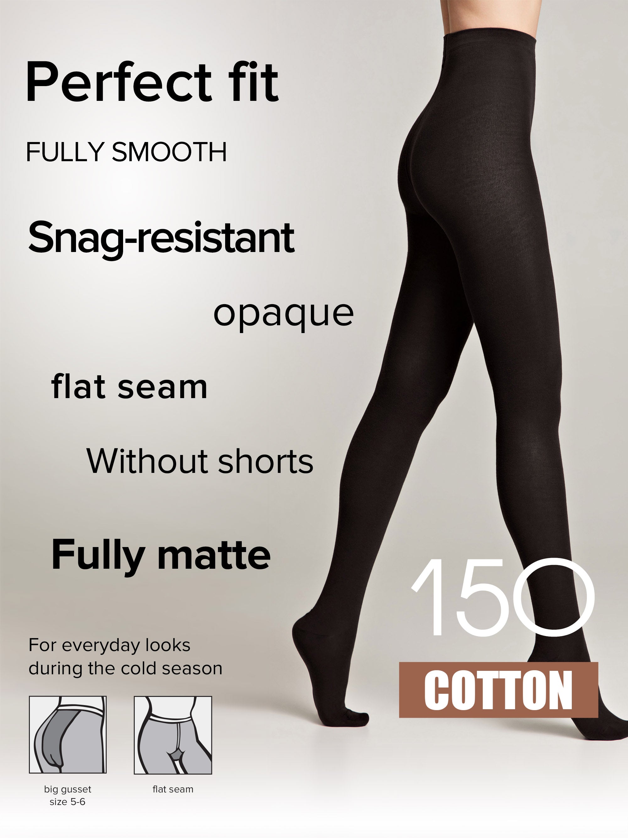 Tights Conte Cotton 150 Den - Warm Opaque