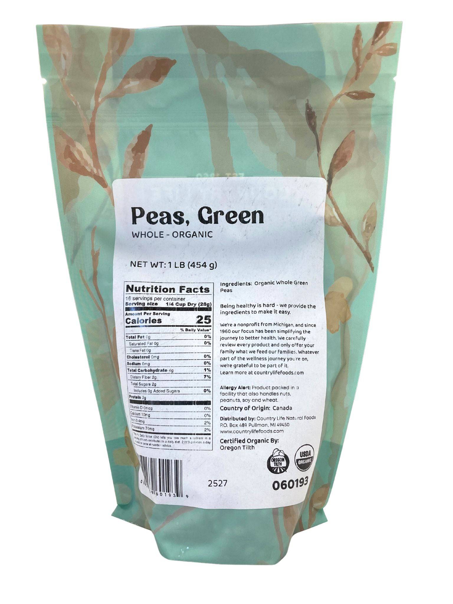 Peas, Green, Organic, Whole by Country Life Natural Foods