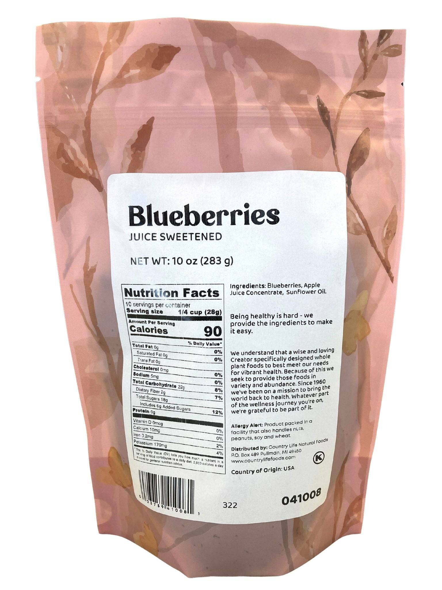 Blueberries, Juice Sweetened by Country Life Natural Foods