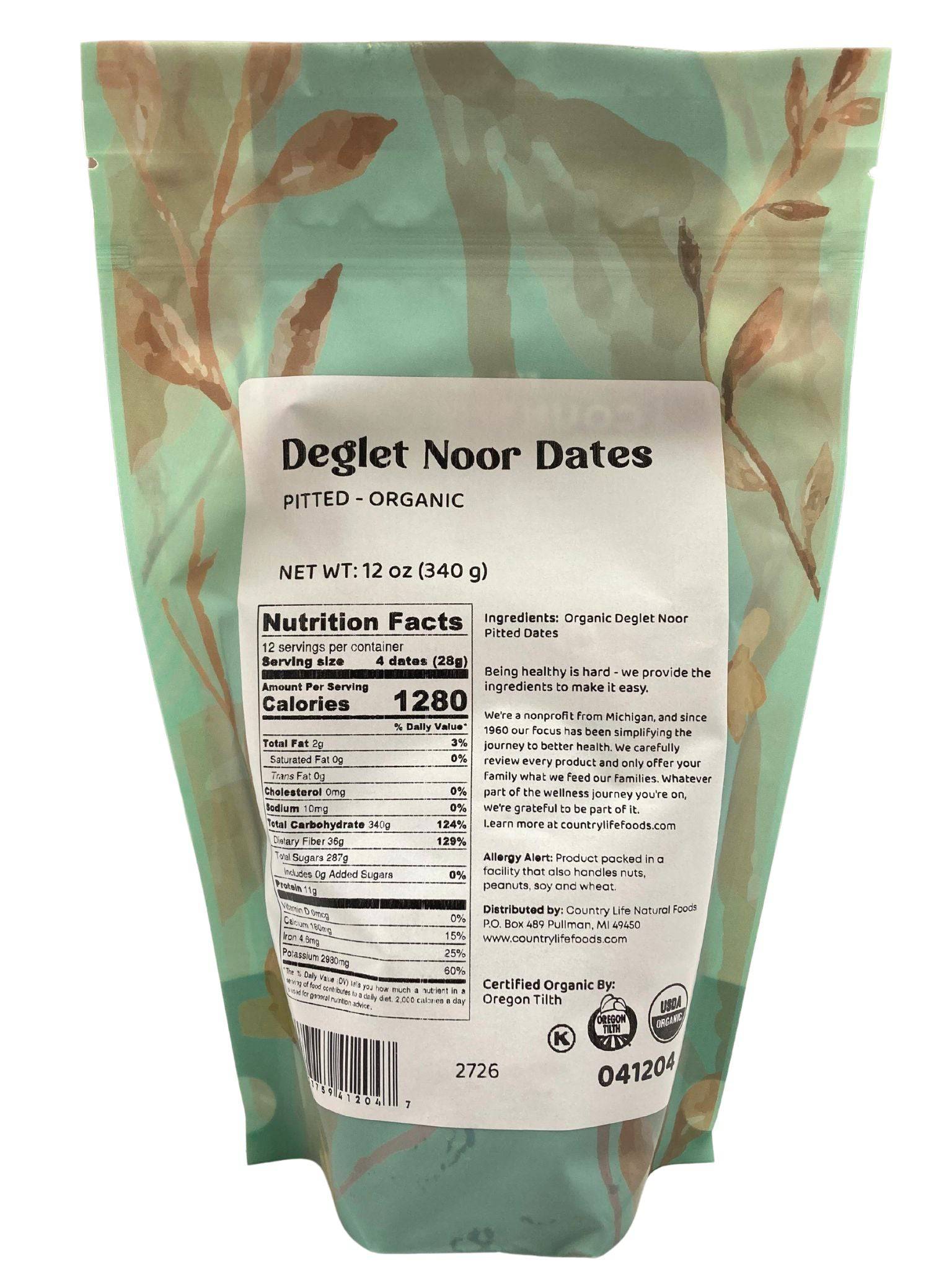 Dates, Deglet Noor, Pitted, Organic by Country Life Natural Foods