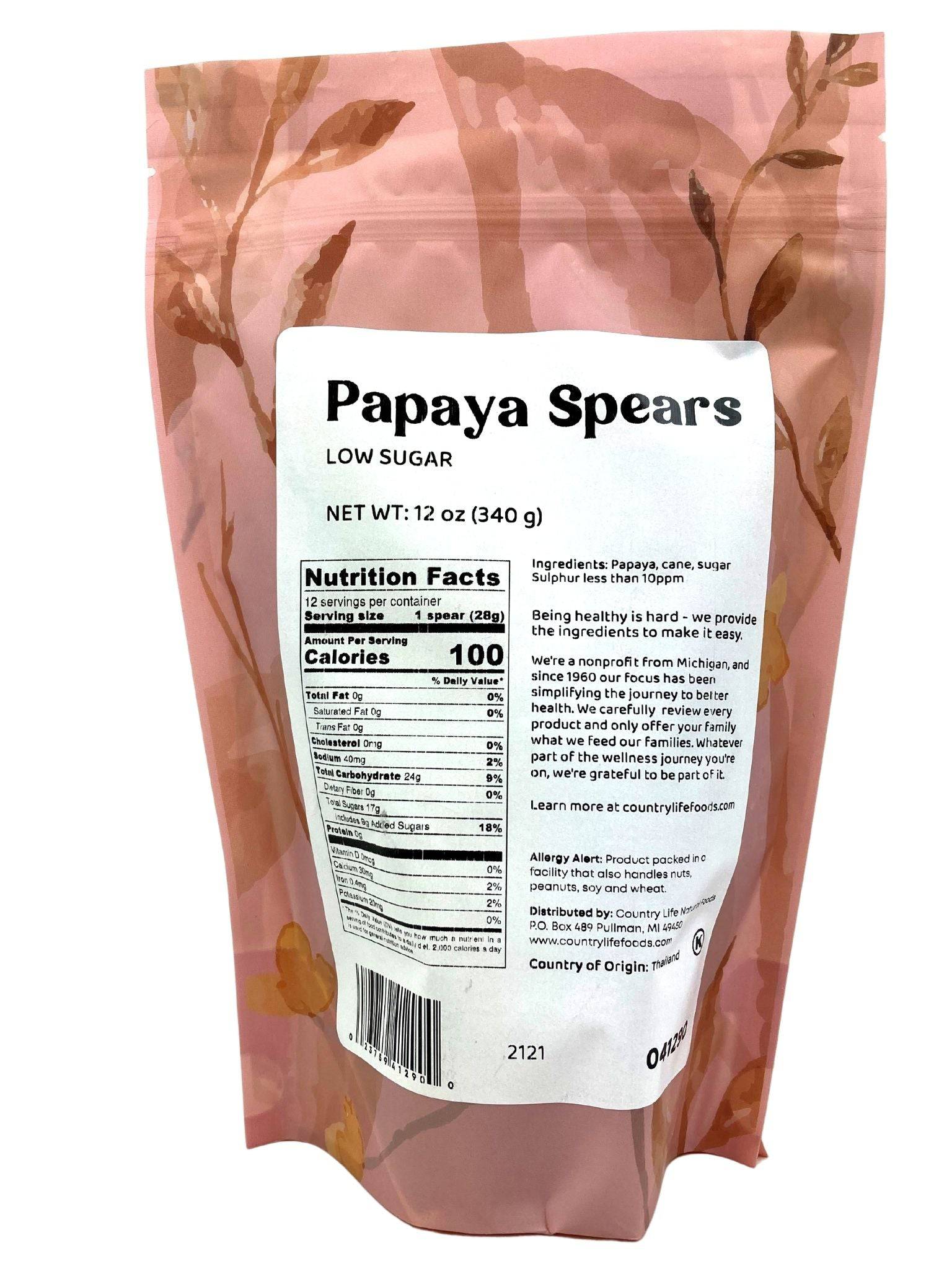 Papaya Spears, Low Sugar by Country Life Natural Foods