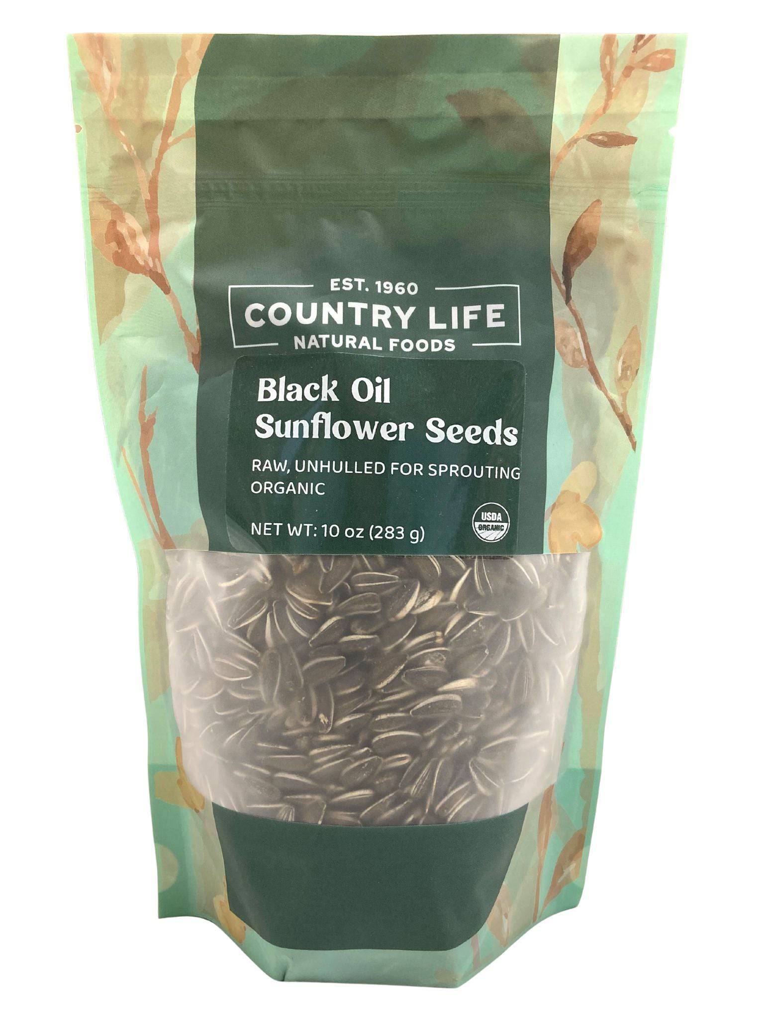 Sunflower Seeds, Black Oil, Unhulled For Sprouting, Organic by Country Life Natural Foods