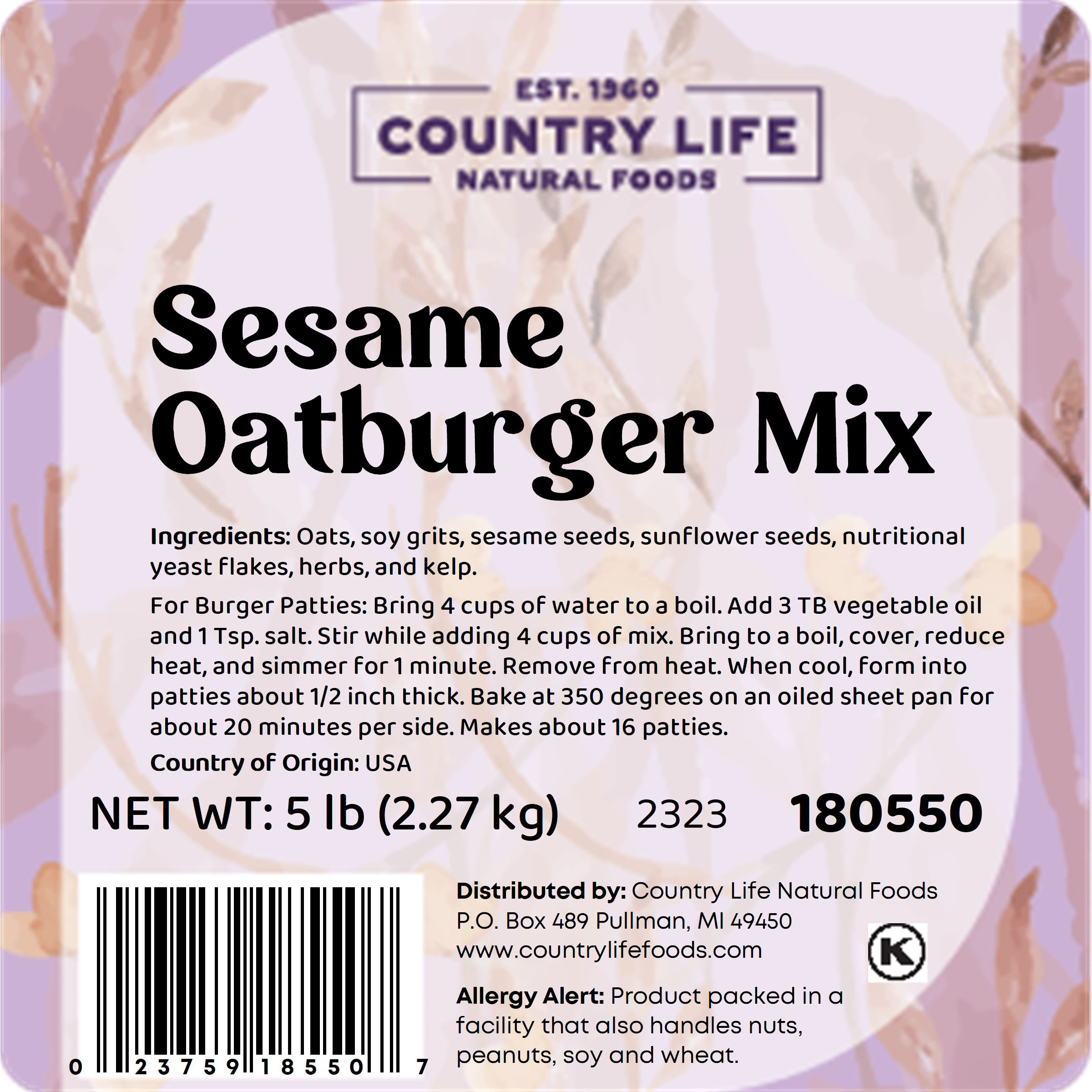 Sesame Oatburger Mix by Country Life Natural Foods
