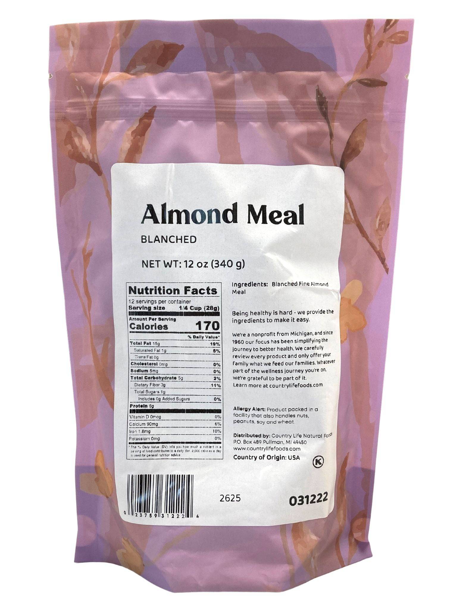 Almond Meal, Fine Ground, Blanched by Country Life Natural Foods