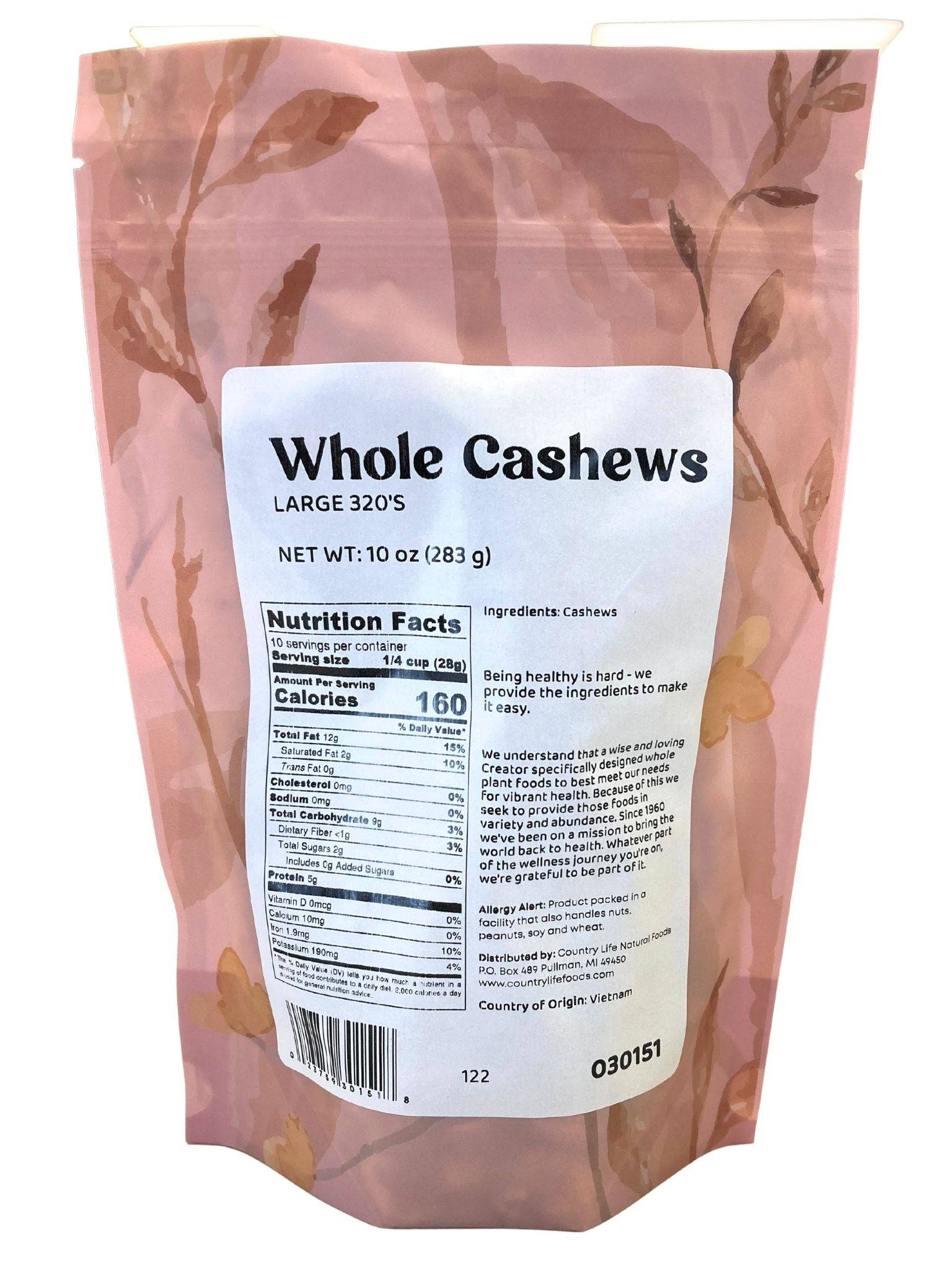 Cashews, Whole by Country Life Natural Foods
