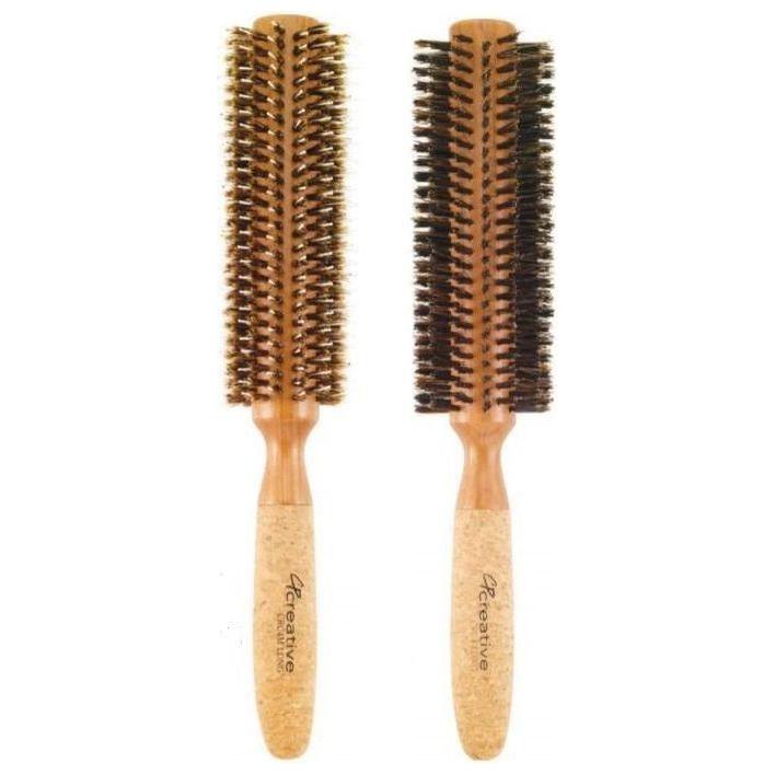 Eco-Friendly Extended 6" Long Cork Barrel Round Hair Brush by Pasteur Pharmacy