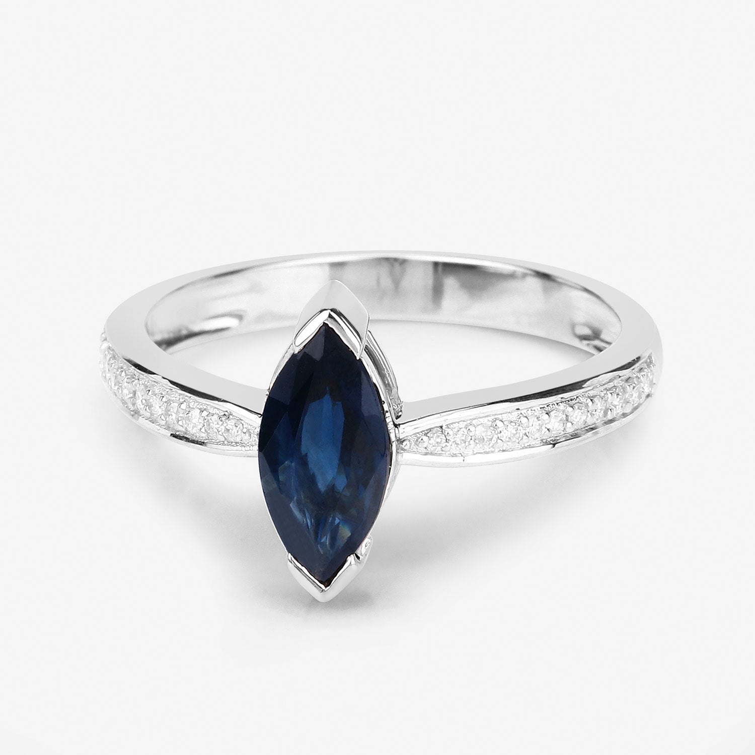 1.44 Carat Genuine Blue Sapphire and White Diamond 14K White Gold Ring by Bids.com