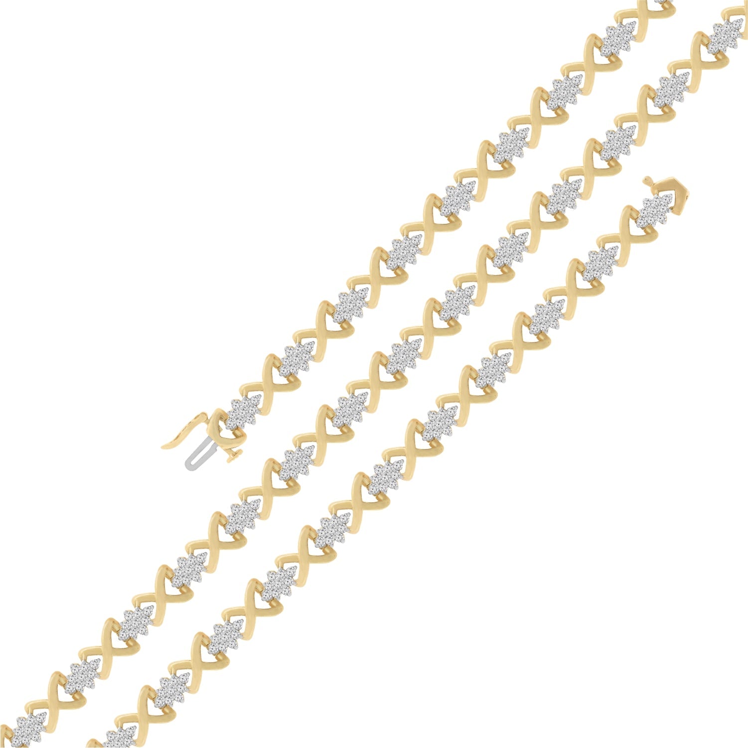 10k Yellow Gold Plated .925 Sterling Silver 2.00 Cttw Round-Cut Diamond Link 7" Bracelet (H-I Color, I2-I3 Clarity) by Bids.com