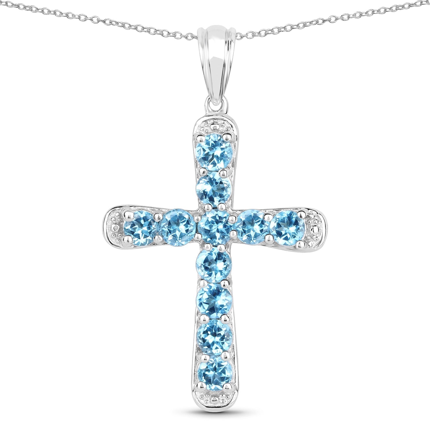 3.85 Carat Genuine Blue Topaz .925 Sterling Silver Pendant DestGlow