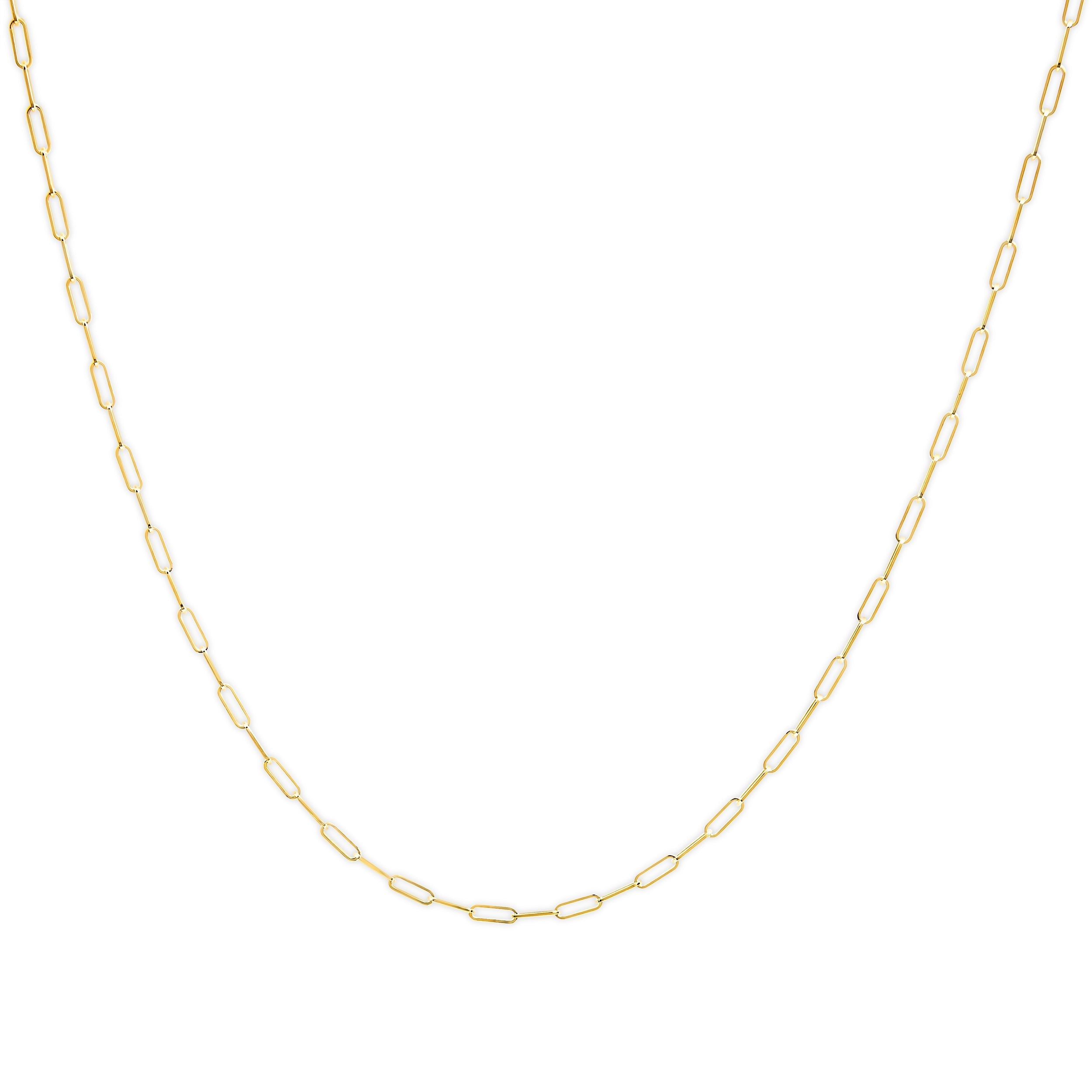 Solid 14K Yellow Gold 2.5mm Paperclip Chain Necklace Unisex 18" Inches DestGlow