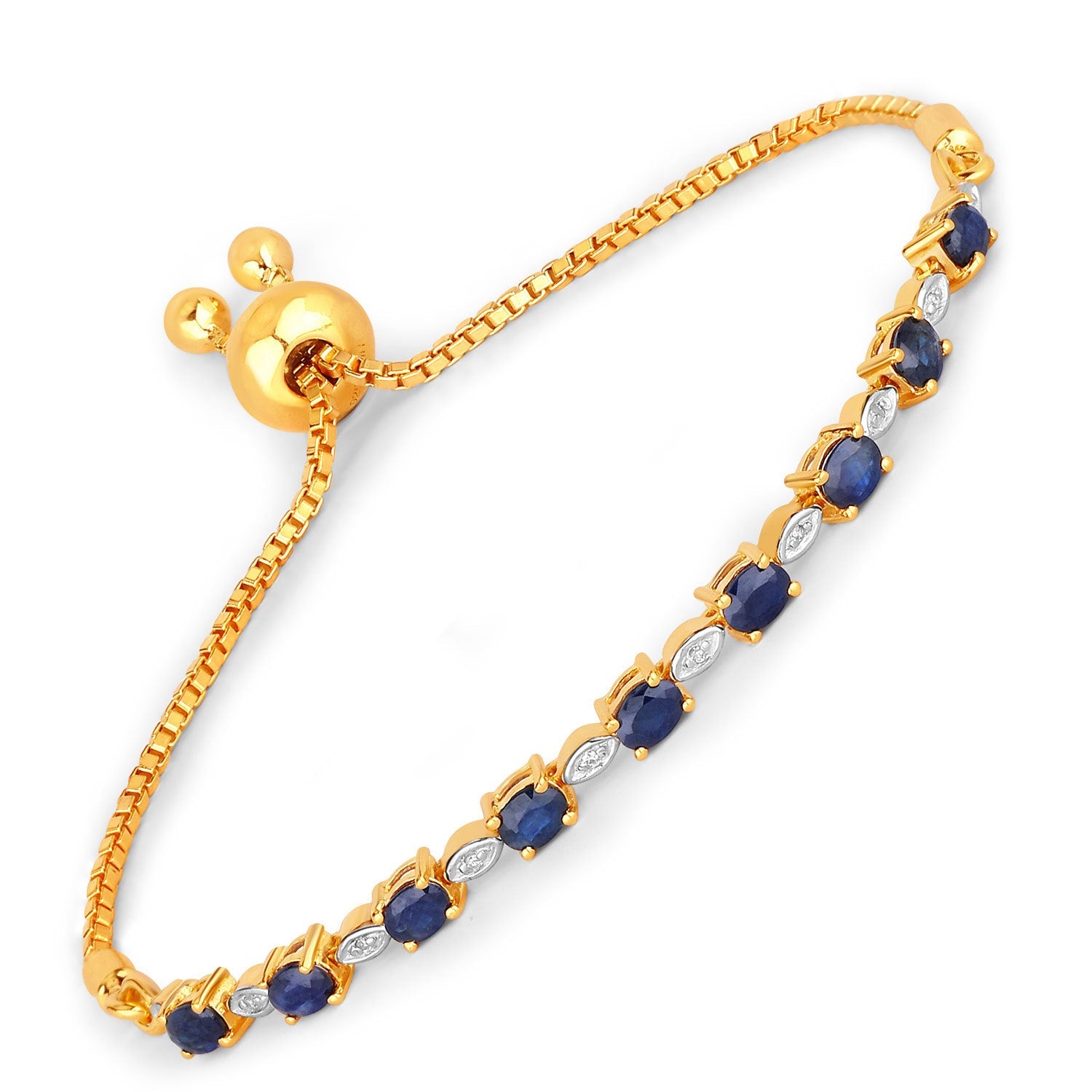 1.83 Carat Genuine Blue Sapphire and White Diamond .925 Sterling Silver Bracelet by Bids.com