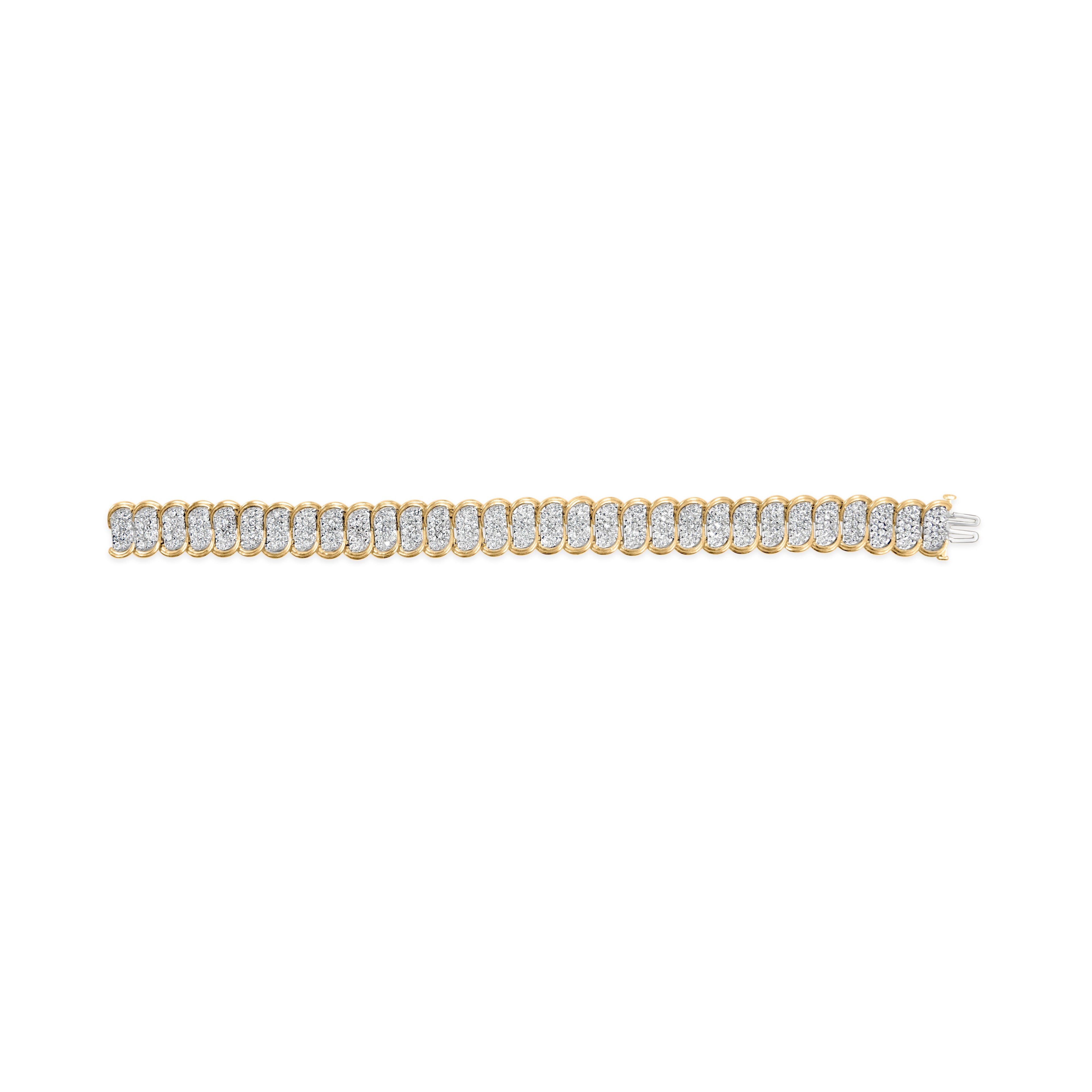 10k Yellow Gold 5.00 Cttw Diamond Oval Banded Link Bracelet (I-J Color, I1-I2 Clarity) - 7" Inches by Bids.com