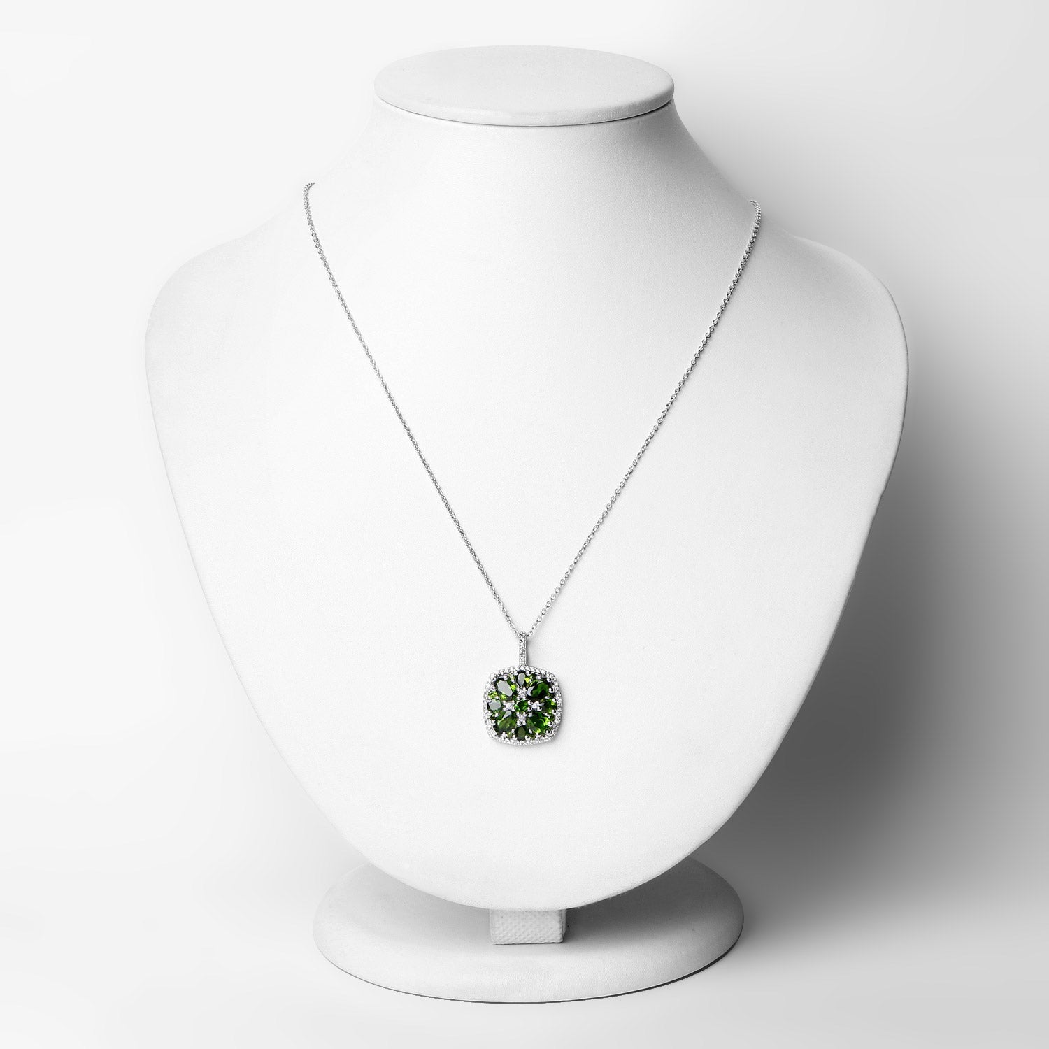 3.25 Carat Genuine Chrome Diopside and White Zircon .925 Sterling Silver Pendant by Bids.com