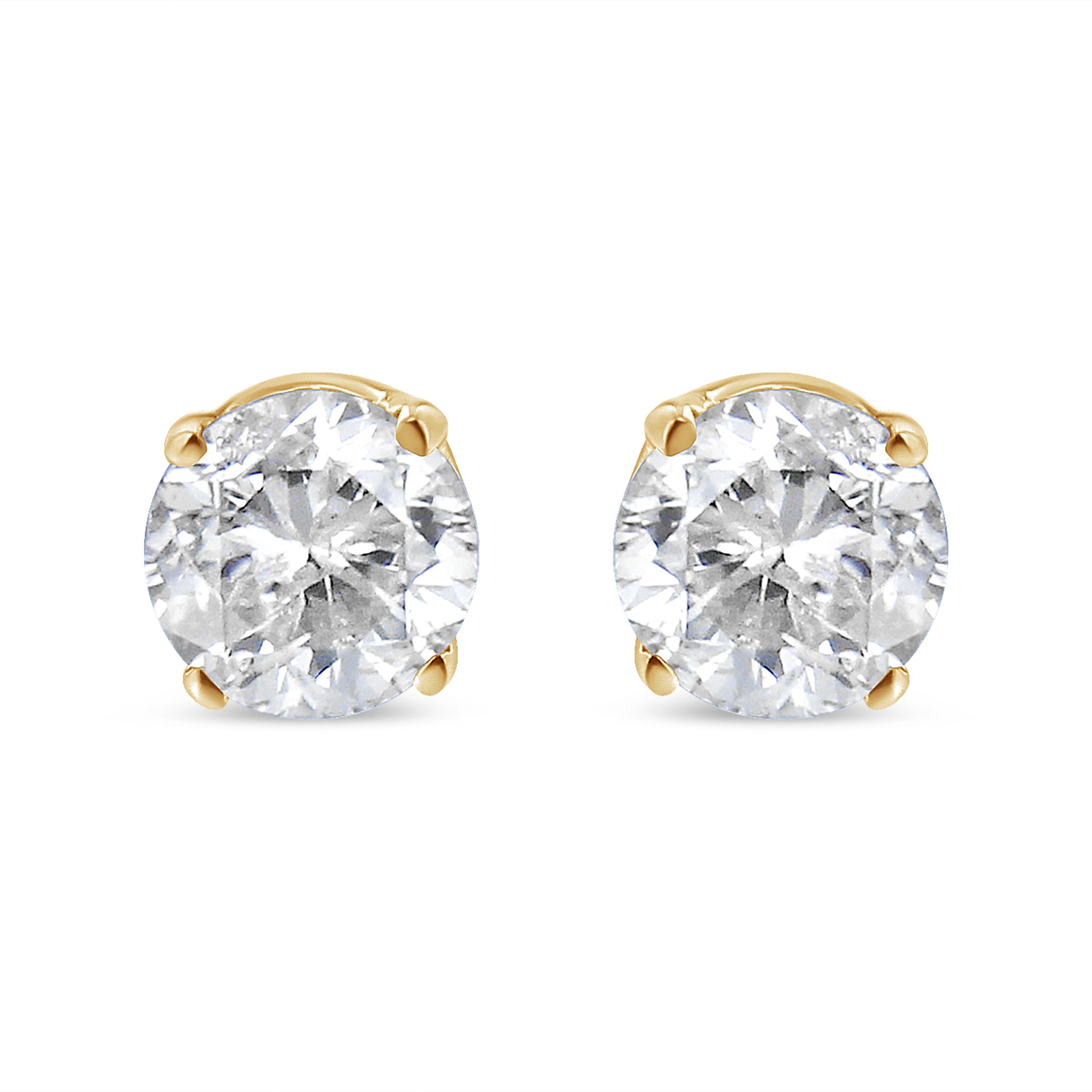 14K Yellow Gold 1/2 Cttw Round-Cut Diamond Solitaire Stud Earrings (O-P Color, SI2-I1 Clarity) DestGlow