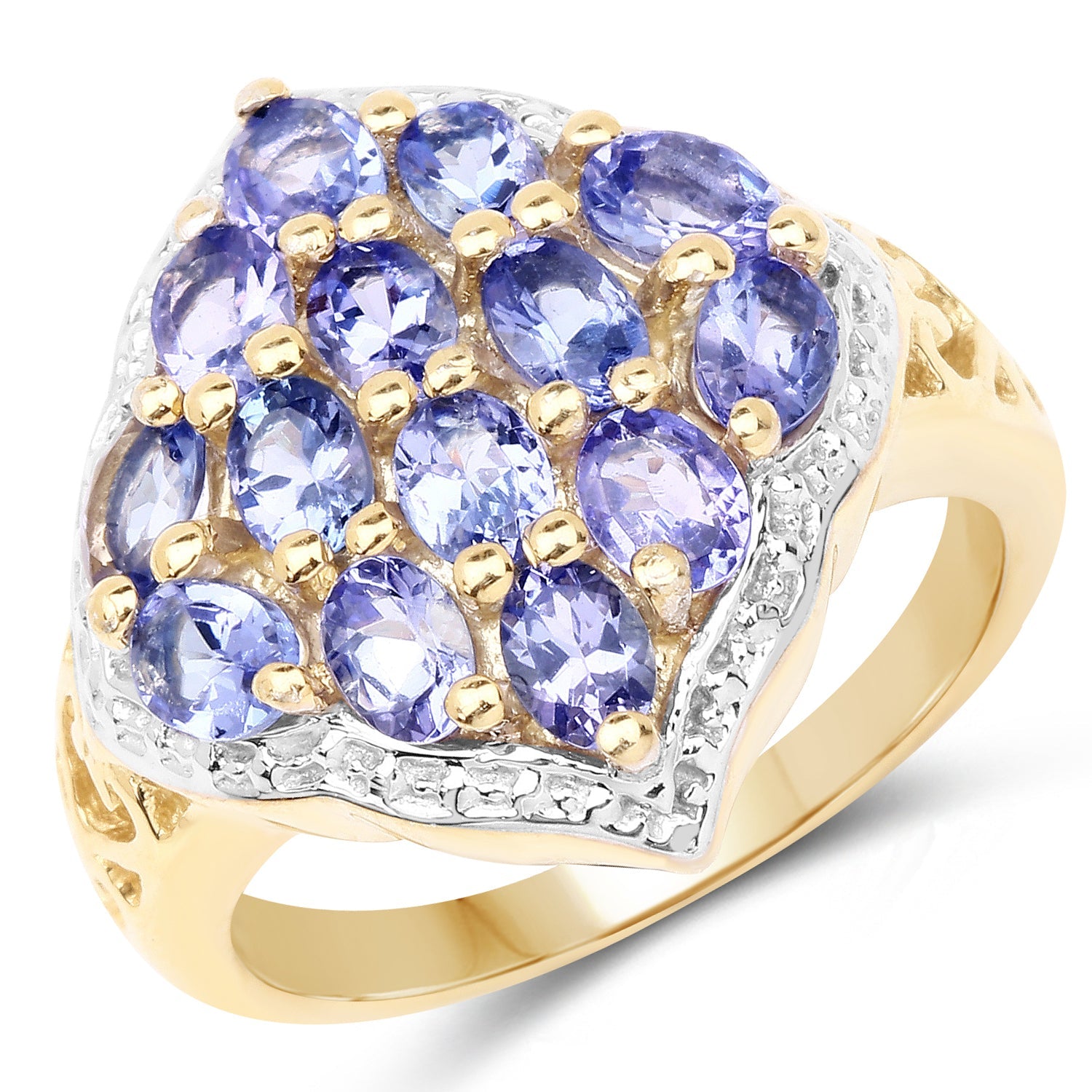 14K Yellow Gold Plated 2.38 Carat Genuine Tanzanite .925 Sterling Silver Ring by Bids.com