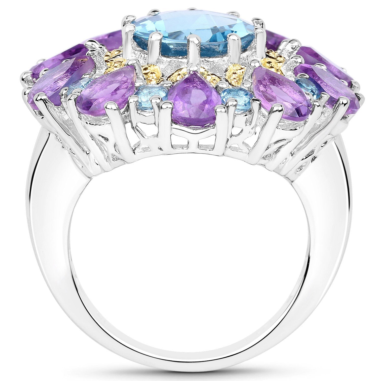 8.86 Carat Genuine London Blue Topaz and Amethyst .925 Sterling Silver Ring by Bids.com