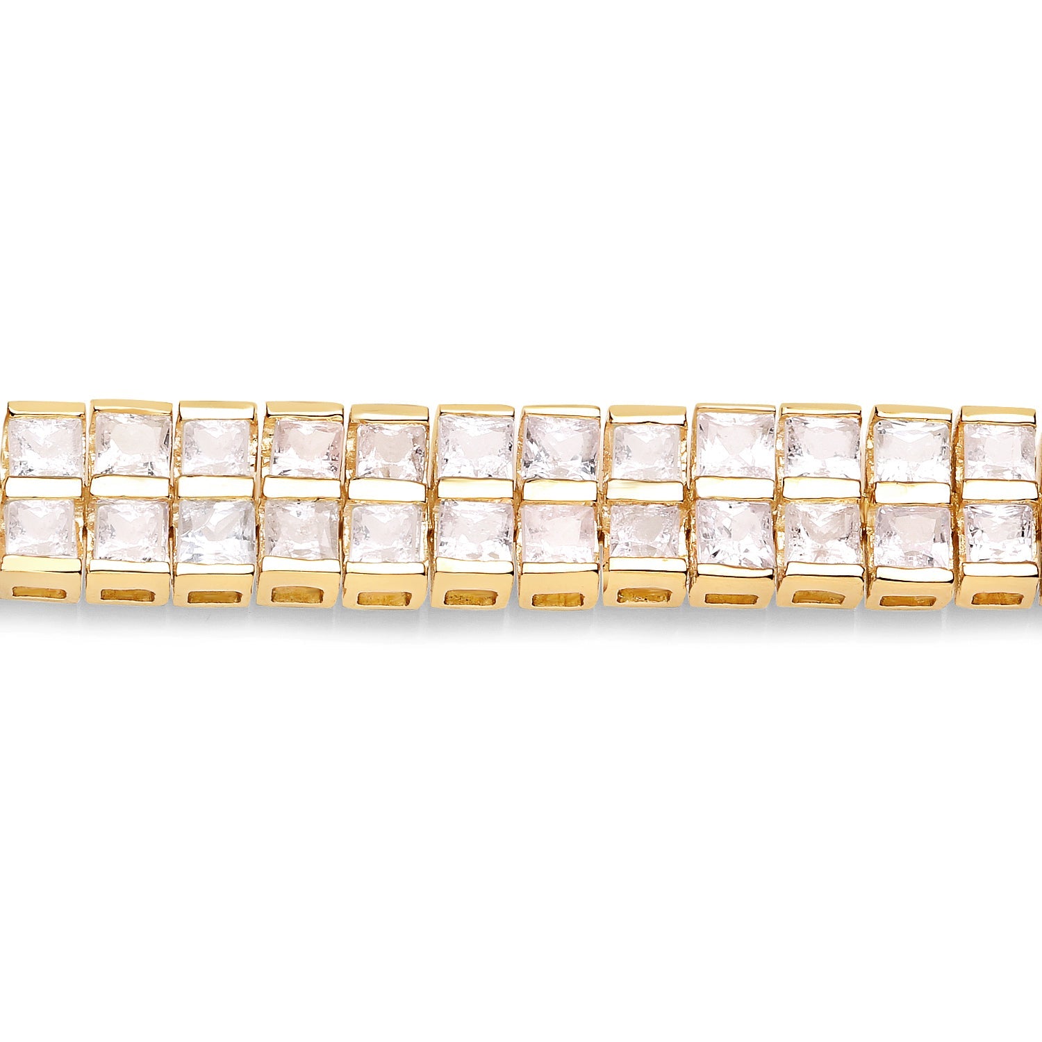 14K Yellow Gold Plated 9.52 Carat Genuine Blue Sapphire and White Sapphire .925 Sterling Silver Bracelet by Bids.com
