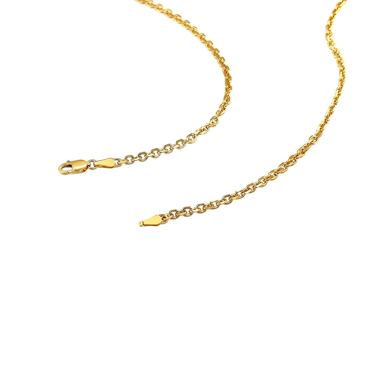18k Yellow Gold Diamond Cut Cable Link Chain (2.60 mm) DestGlow