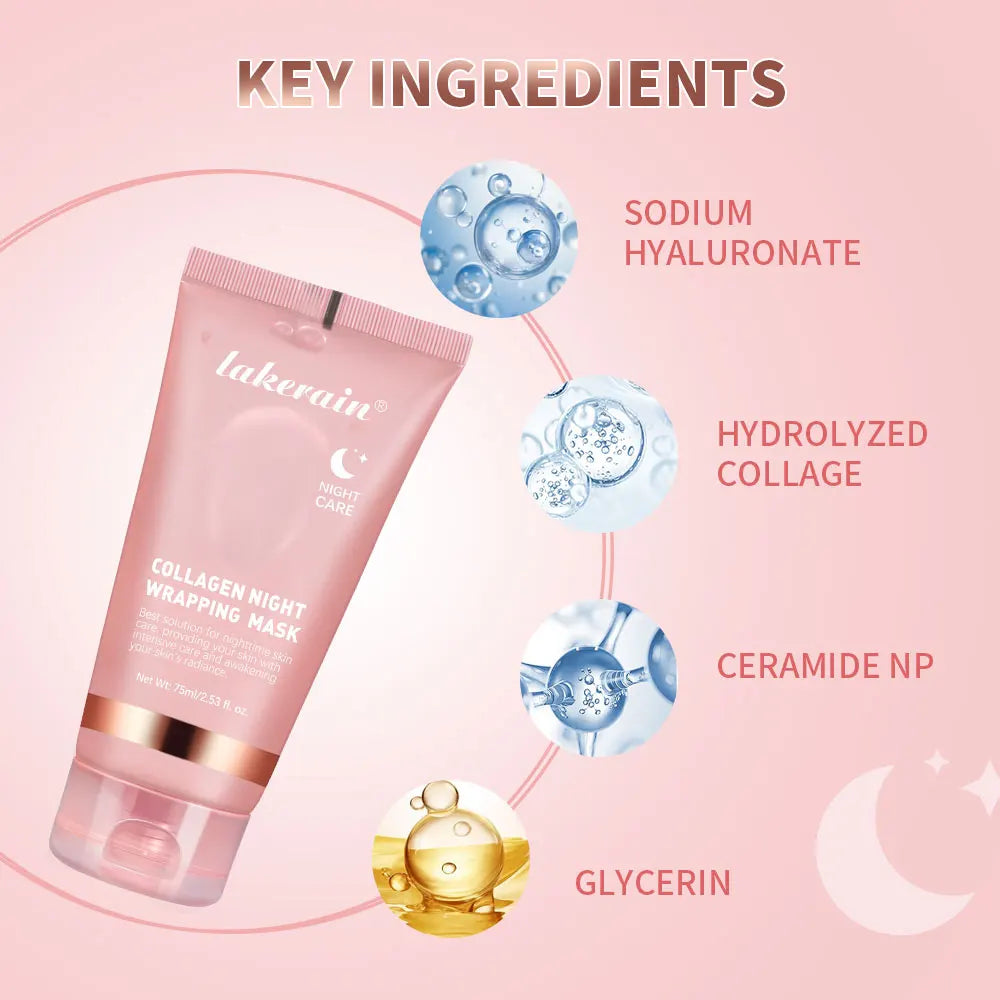 Collagen Overnight Wrapping Peel off Facial Mask Korean Collagen Night Wrapping Mask Deeply Hydrates Night Care Mask Cream 75Ml by Korean Skin Care