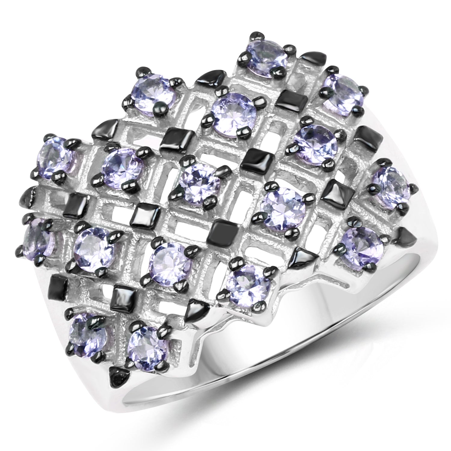 1.53 Carat Genuine Tanzanite .925 Sterling Silver Ring DestGlow