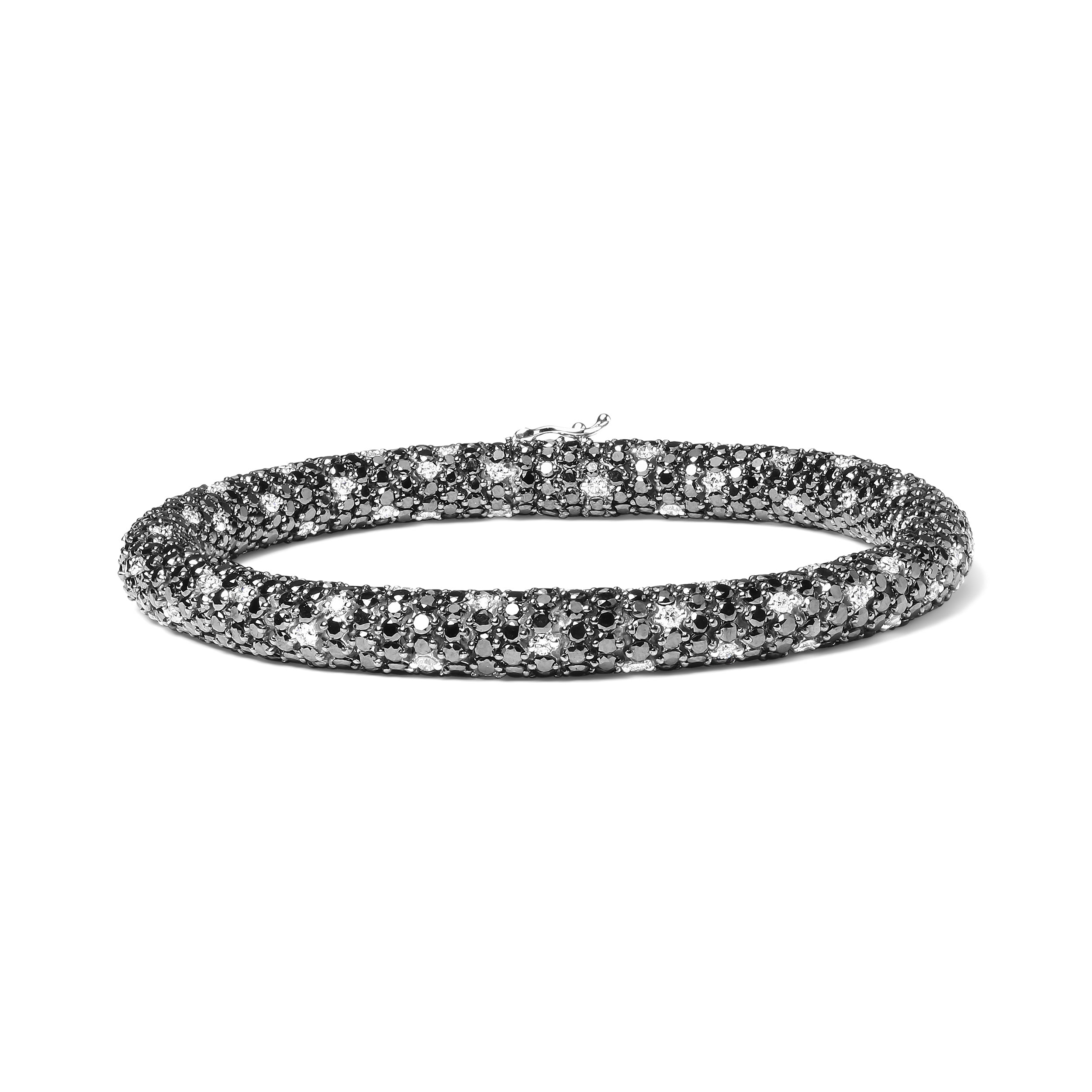 18K White Gold 20.0 Cttw Black and White Pave Set Diamond Eternity Snake Skin Style Tennis Bracelet (Black and G-H Color, SI1-SI2 Clarity) - Size 7" by Bids.com