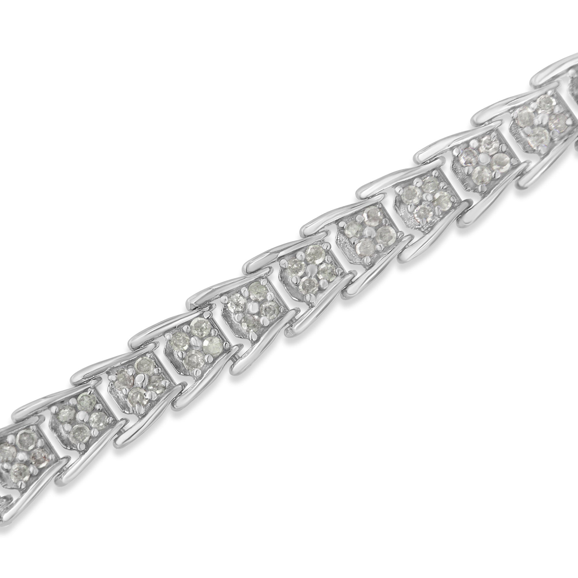 10k White Gold 2 cttw Diamond Fan-Shaped Link Tennis Bracelet (I-J Clarity, I3 Color) - Size 7.25" by Bids.com