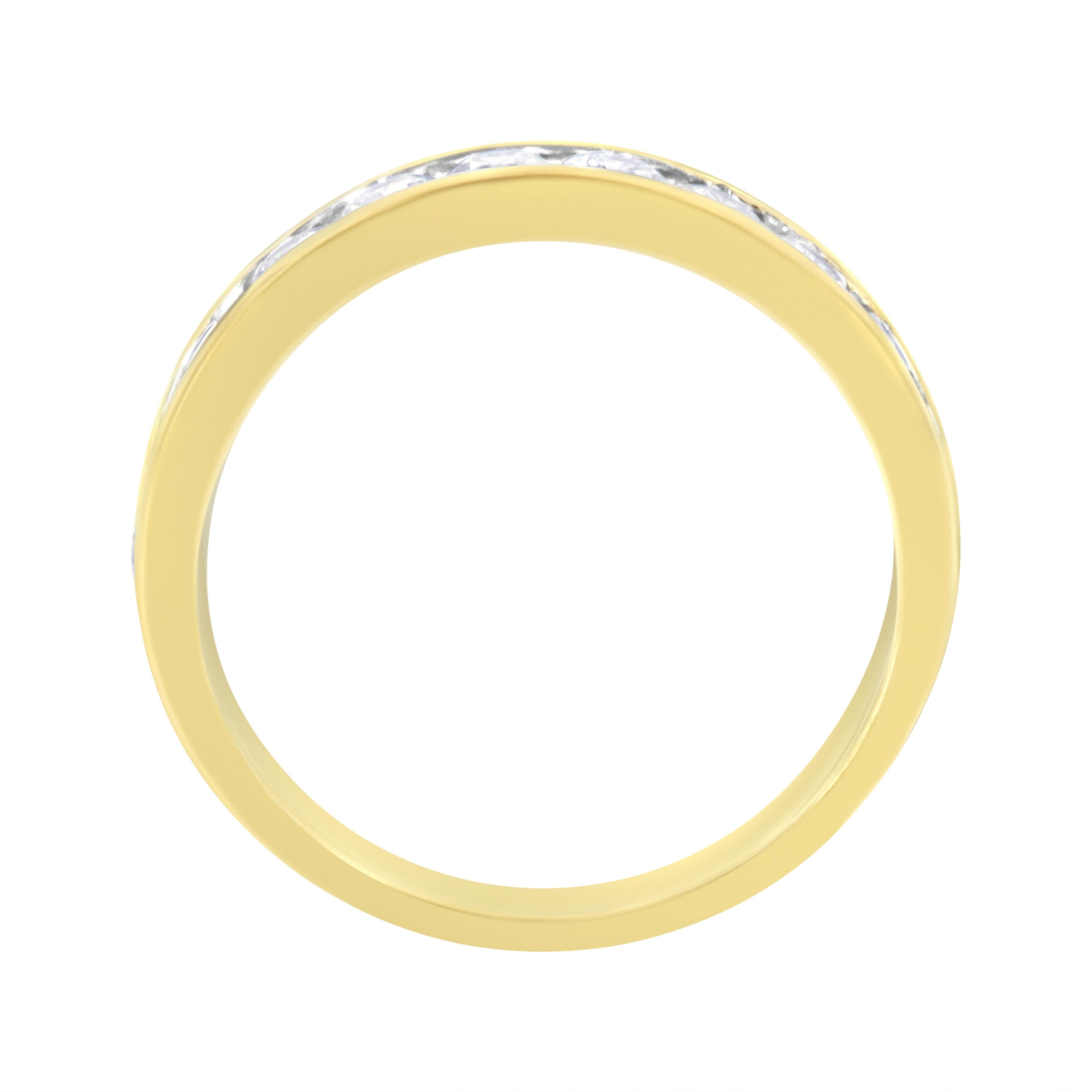 IGI Certified 18K Yellow Gold 1.0 Cttw Channel Set Round-Cut Diamond 11 Stone Anniversary/Wedding Band Ring (I-J Color, I1-I2 Clarity) - Size 9.5 DestGlow