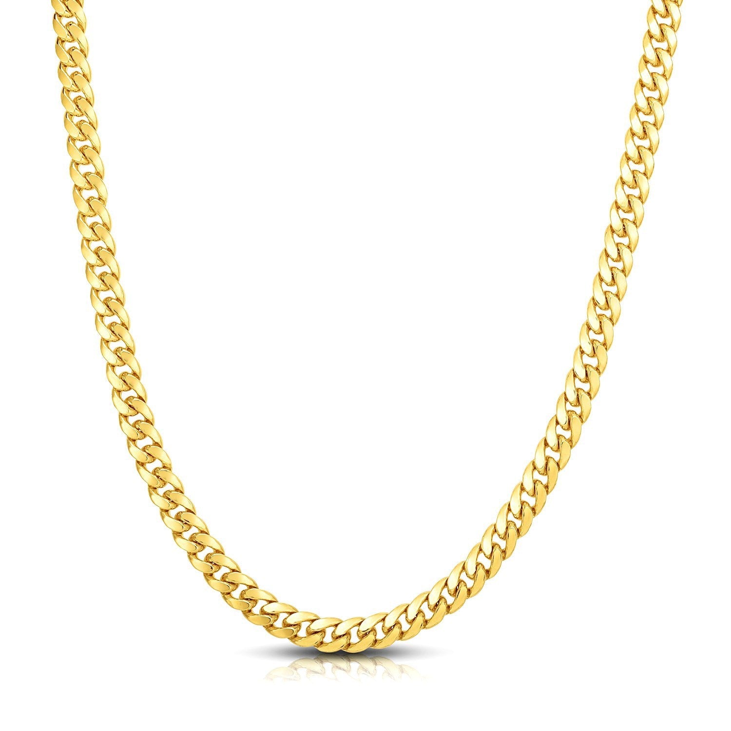7.0mm 14k Yellow Gold Classic Miami Cuban Solid Chain by Bids.com