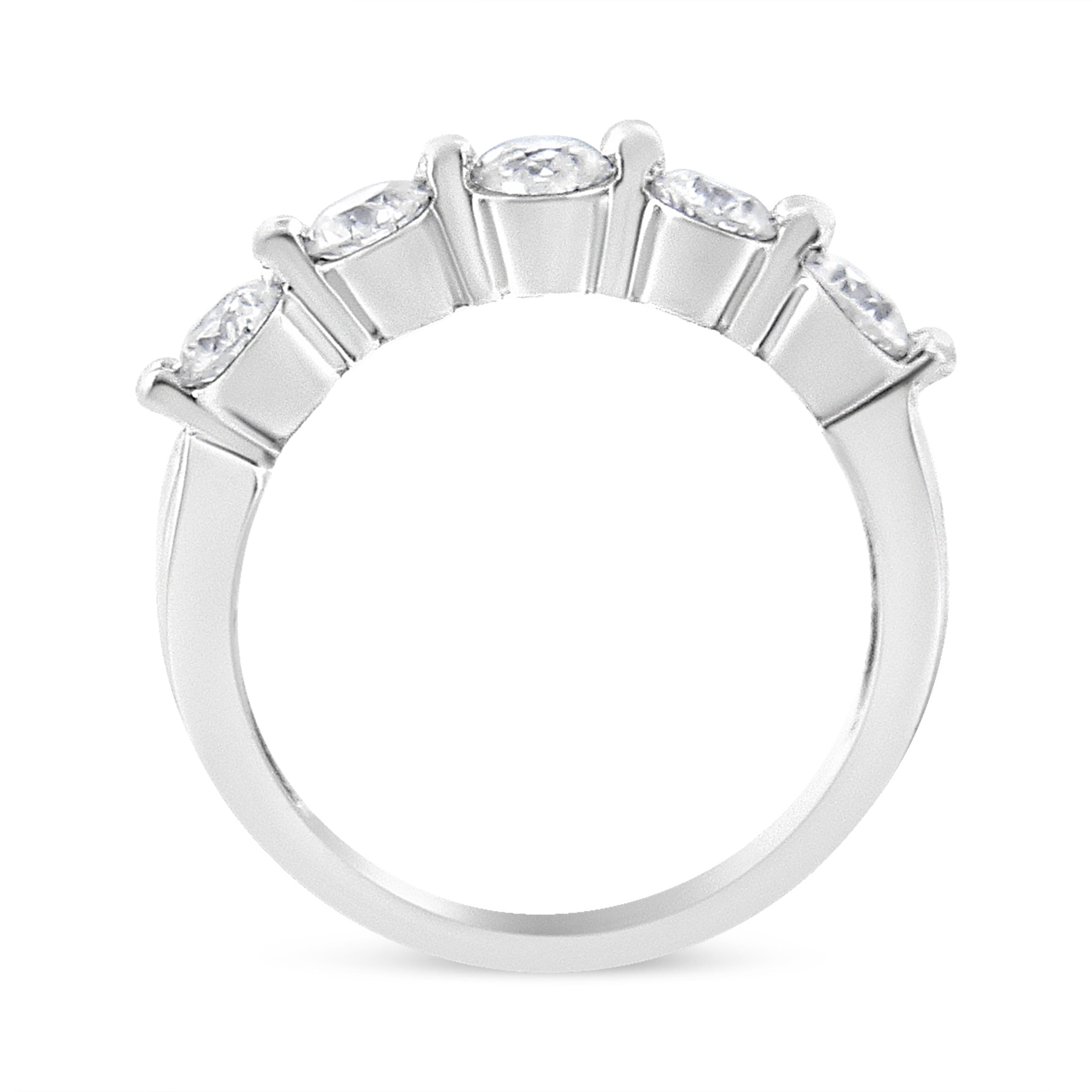 14K White Gold 1.00 Cttw Brilliant Round Cut Diamond 5-Stone Band Ring (H-I Color, SI2-I1 Clarity) - Ring Size 7 by Bids.com