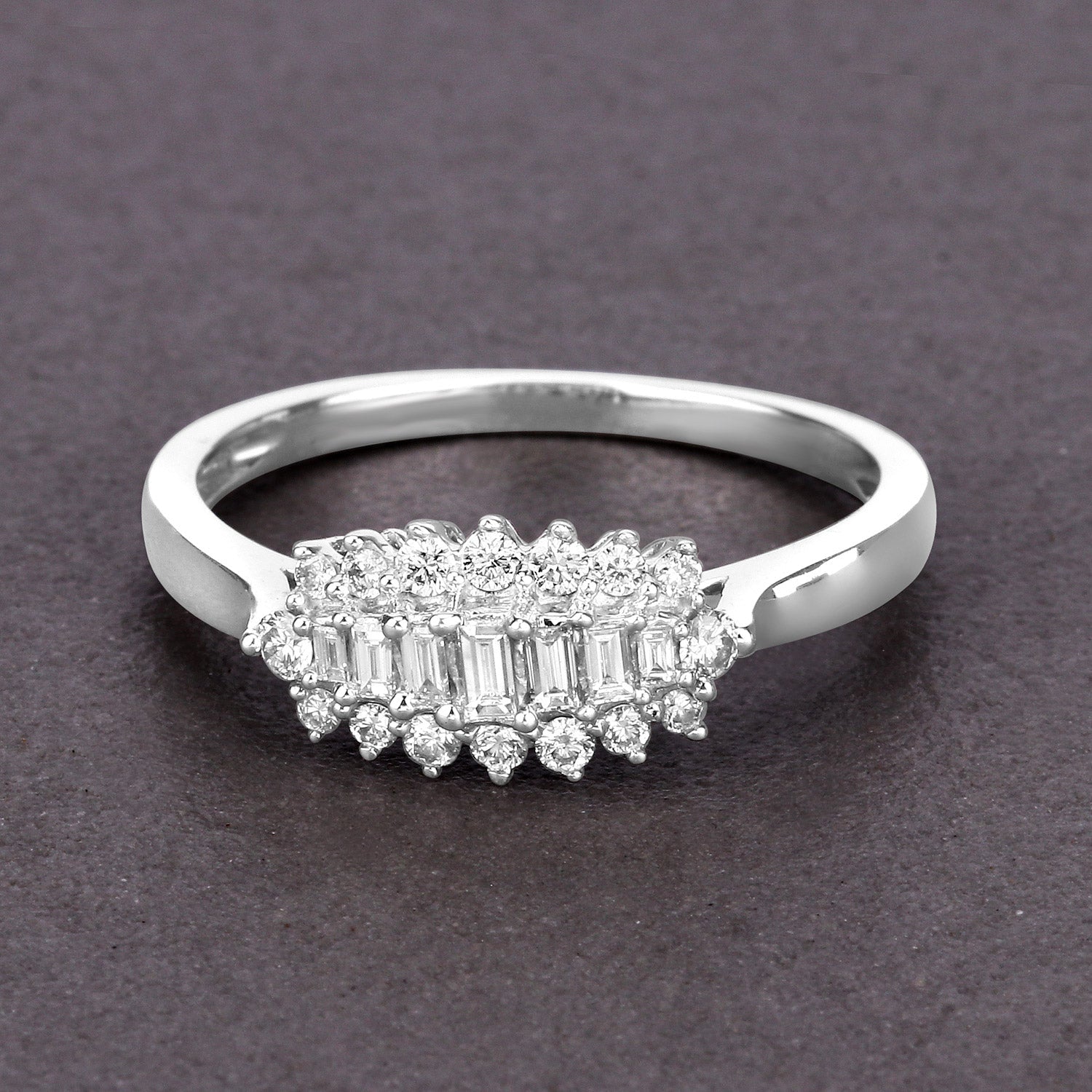 0.37 Carat Genuine White Diamond 14K White Gold Ring (E-F Color, VS-SI Clarity) by Bids.com