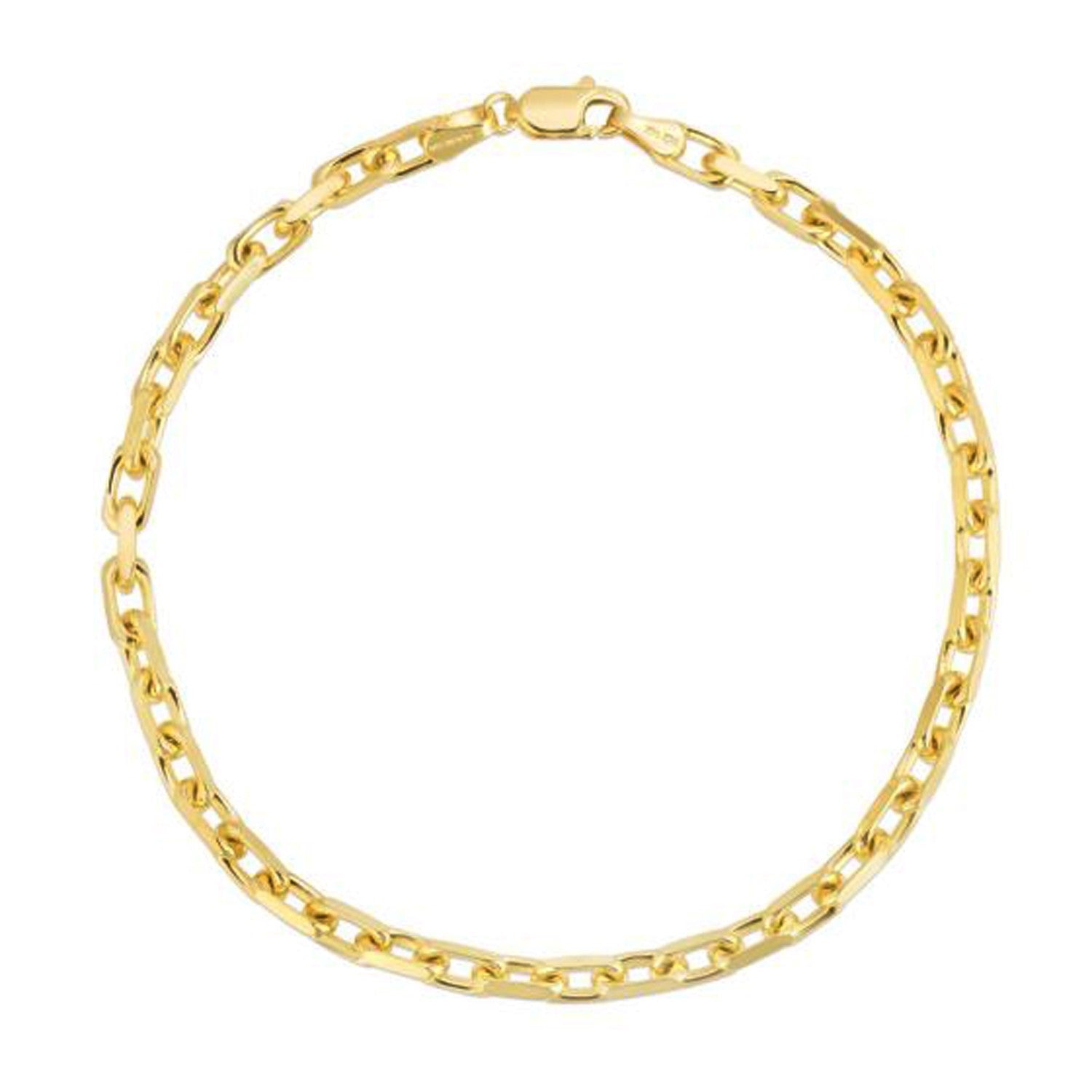 14k Yellow Gold French Cable Chain Bracelet (3.60 mm) DestGlow