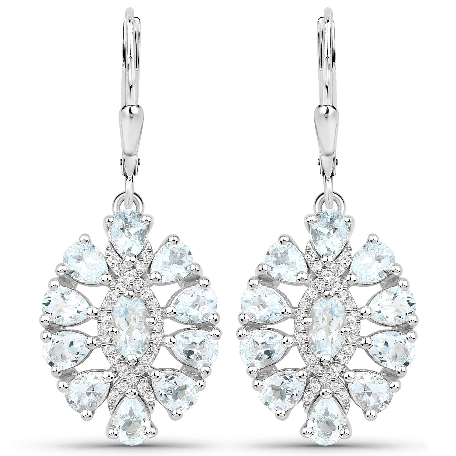 2.93 Carat Genuine Aquamarine and White Topaz .925 Sterling Silver Earrings by Bids.com
