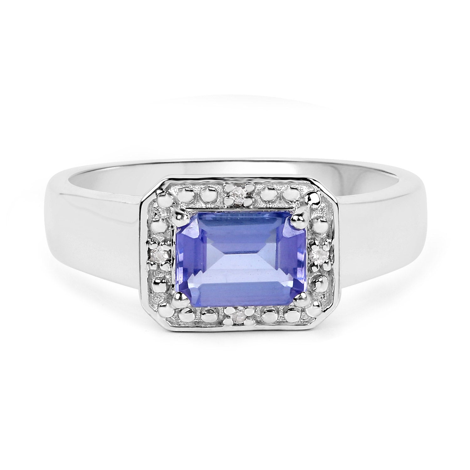 1.12 Carat Genuine Tanzanite and White Topaz .925 Sterling Silver Ring by Bids.com