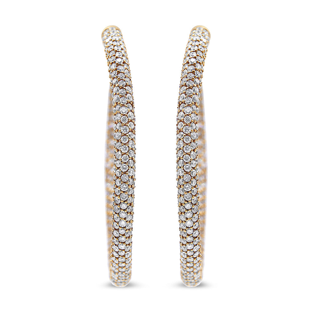 18K Rose Gold 6.90 Cttw Pave Set Diamond Inside Out Eternity Hoop Earrings (F-G Color, VS1-VS2 Clarity) by Bids.com