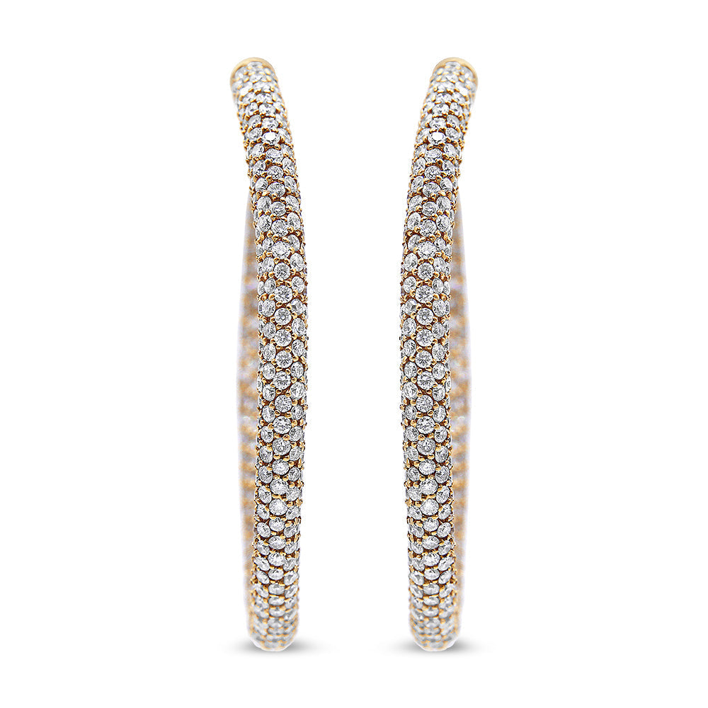 18K Rose Gold 6.90 Cttw Pave Set Diamond Inside Out Eternity Hoop Earrings (F-G Color, VS1-VS2 Clarity)