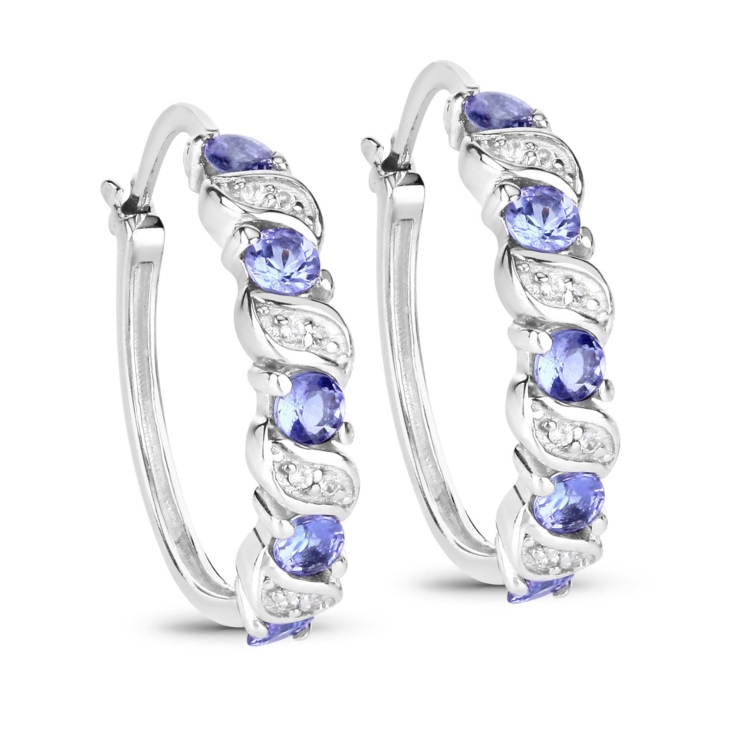 1.08 Carat Genuine Tanzanite and White Topaz .925 Sterling Silver Earrings DestGlow