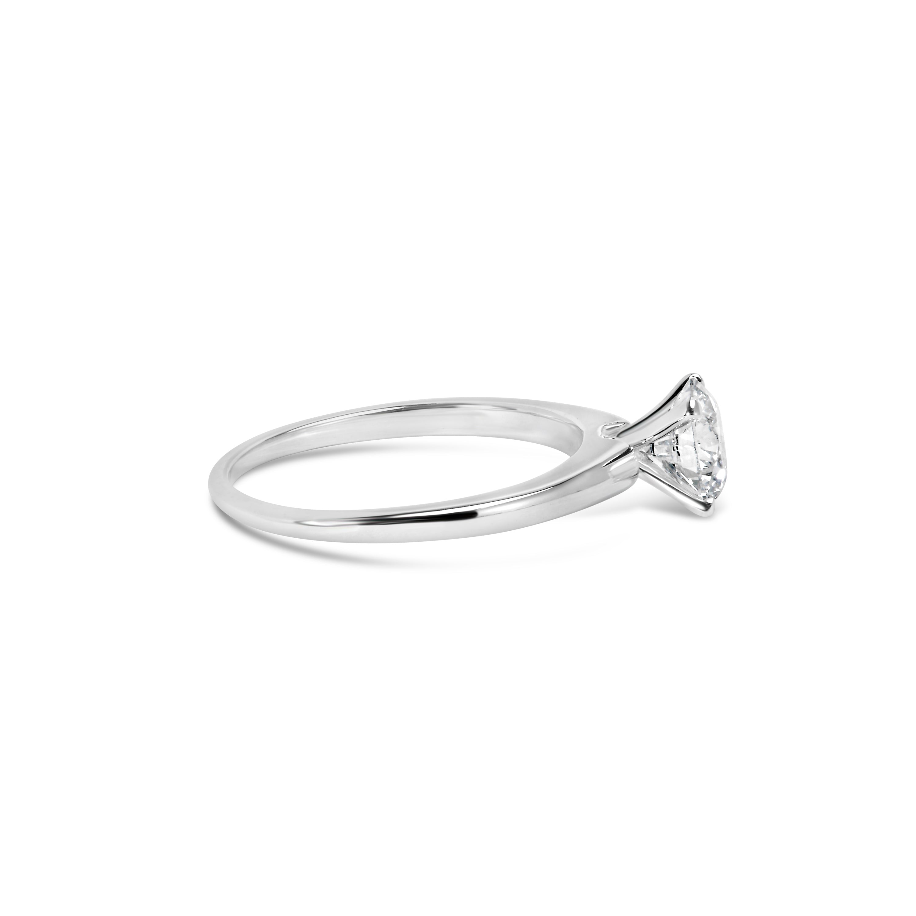 14K White Gold 1.0 Cttw Round Lab Grown Diamond 4 Prong Solitaire Engagement Ring (F-G Color, VS2-SI1 Clarity) - Ring Size 7 DestGlow