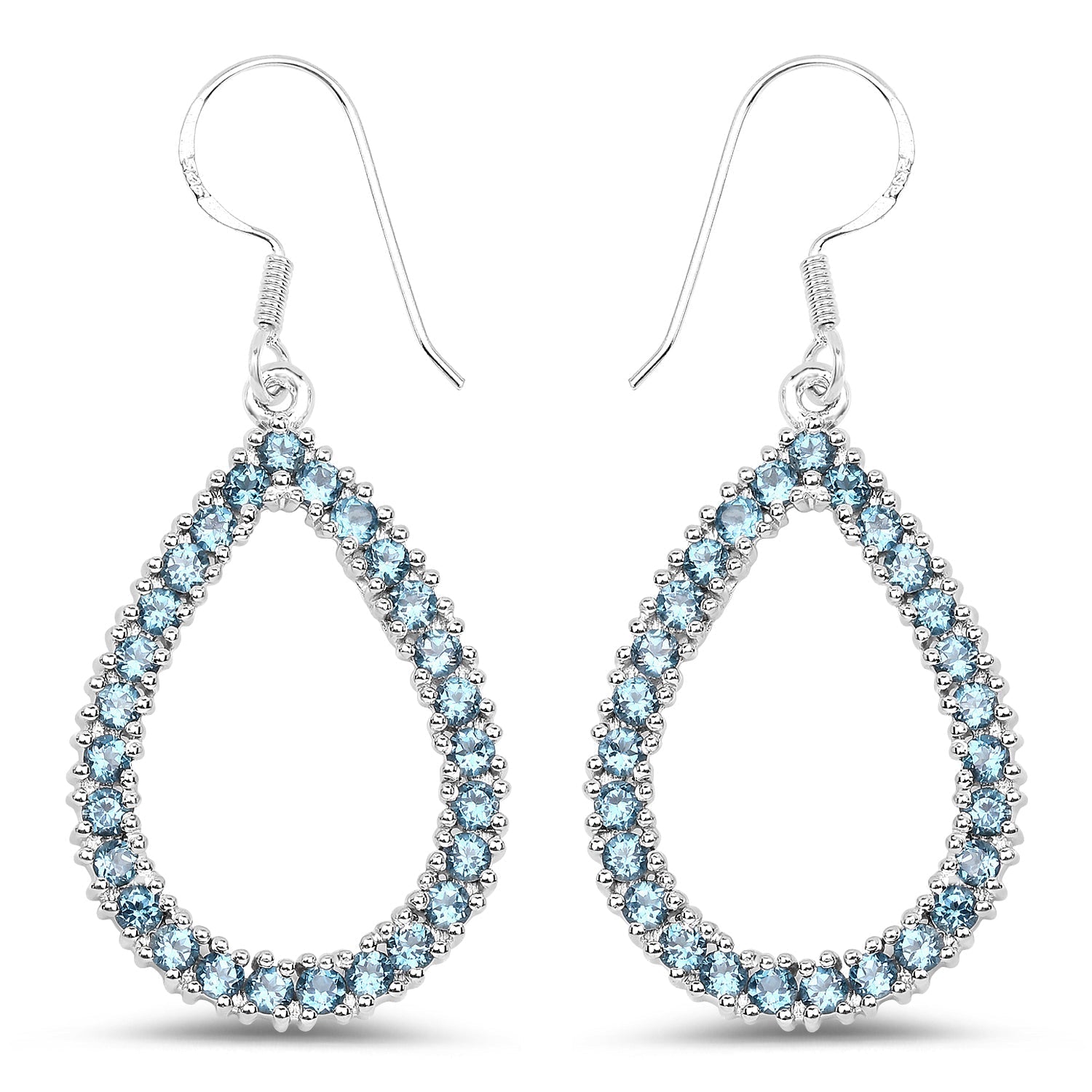 4.32 Carat Genuine London Blue Topaz .925 Sterling Silver Earrings