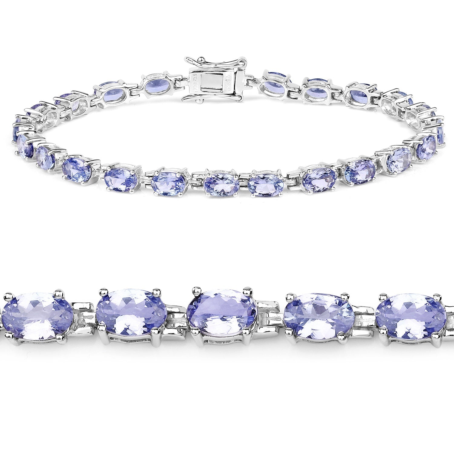 9.68 Carat Genuine Tanzanite .925 Sterling Silver Bracelet DestGlow