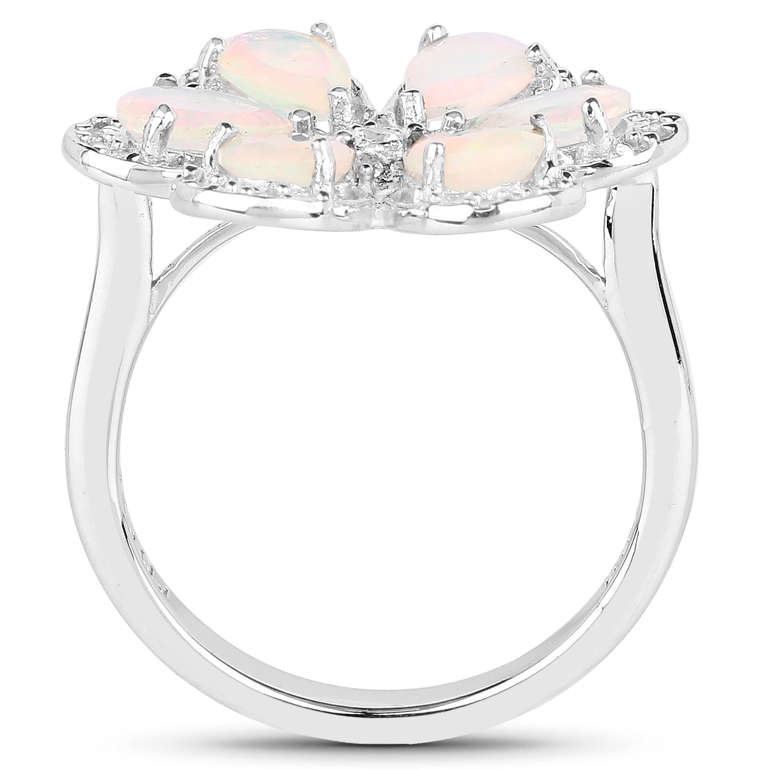 1.71 Carat Genuine Ethiopian Opal and White Topaz .925 Sterling Silver Ring Ring DestGlow