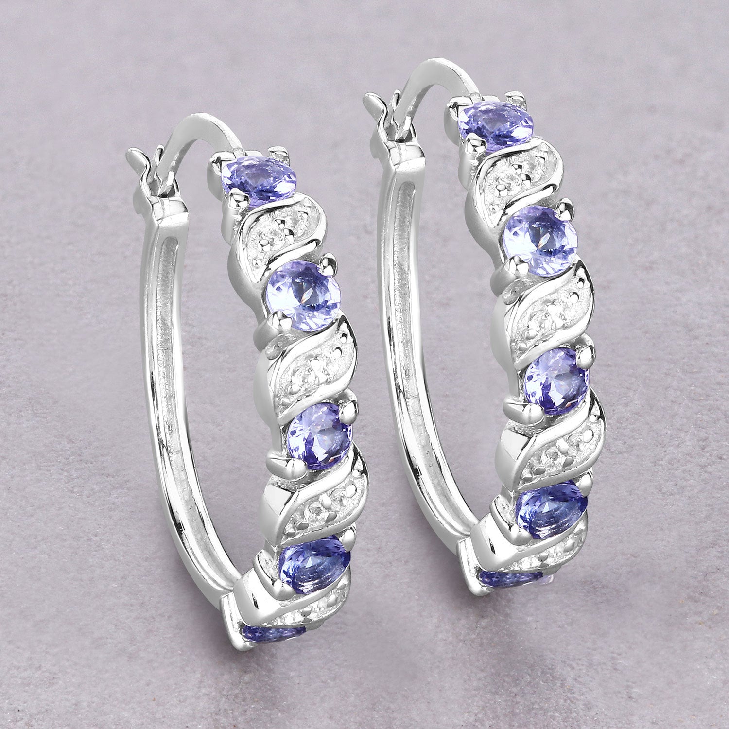 1.08 Carat Genuine Tanzanite and White Topaz .925 Sterling Silver Earrings DestGlow
