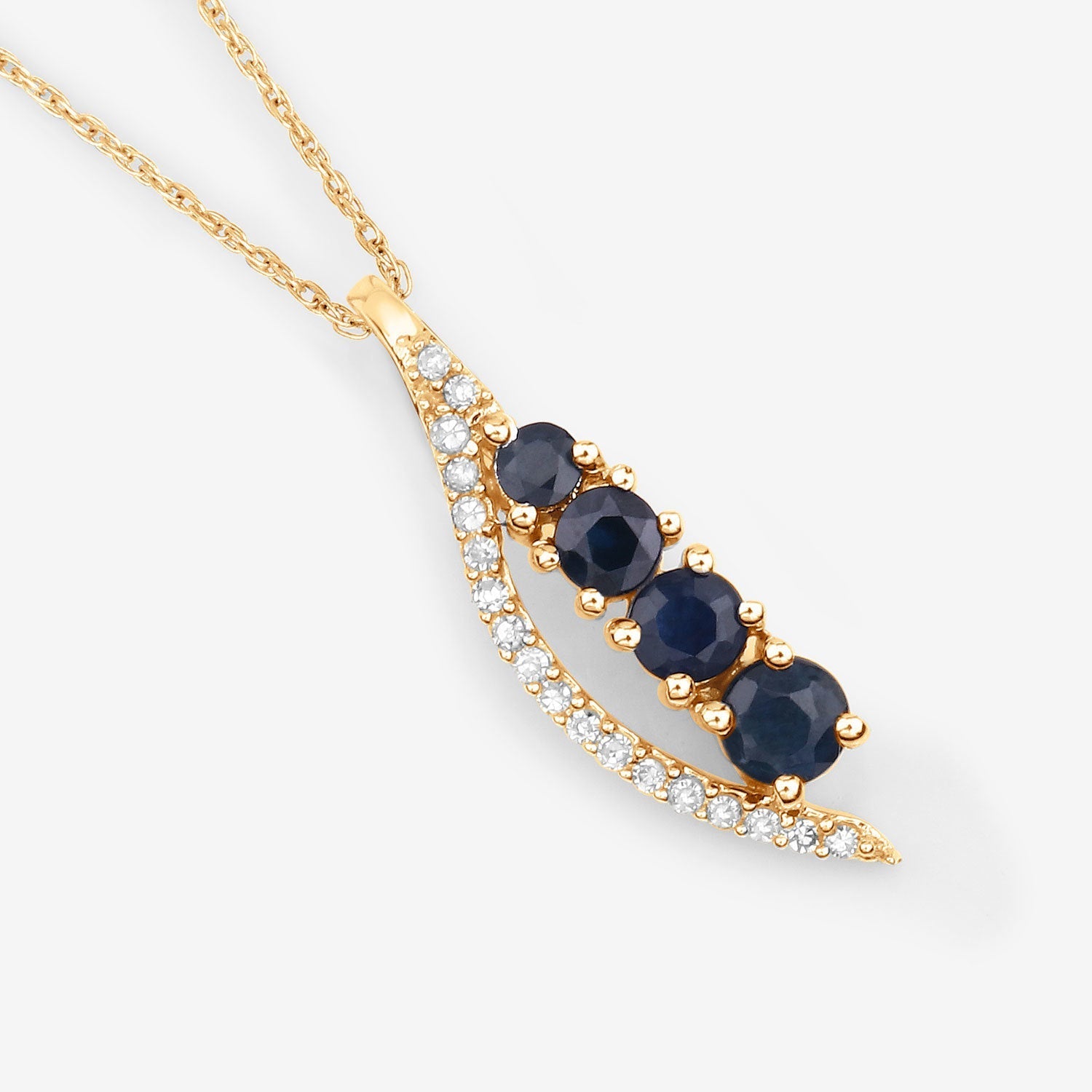 0.40 Carat Genuine Blue Sapphire and White Diamond 14K Yellow Gold Pendant DestGlow