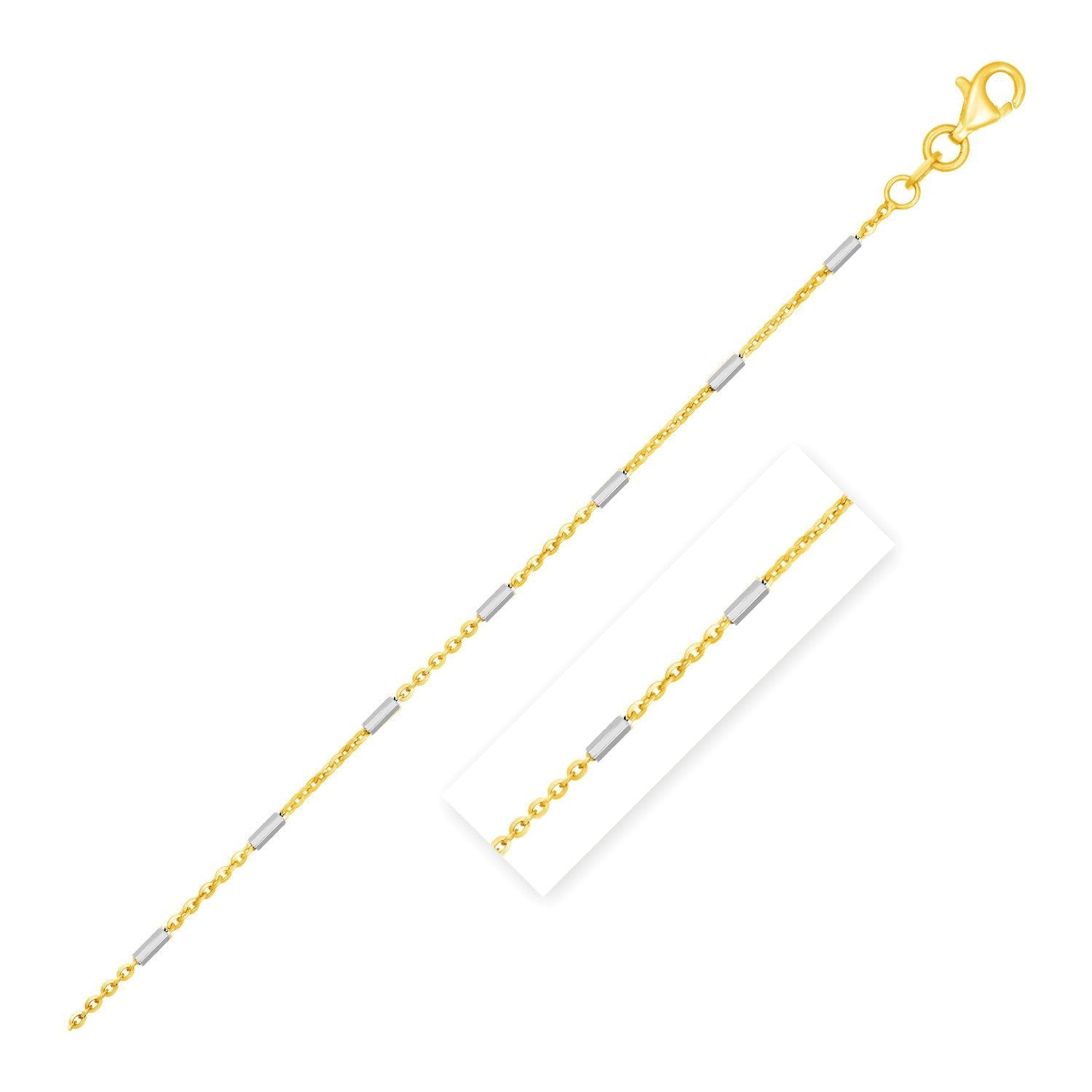 Bar Links Pendant Chain in 14k Two Tone Gold (1.4mm) by Bids.com