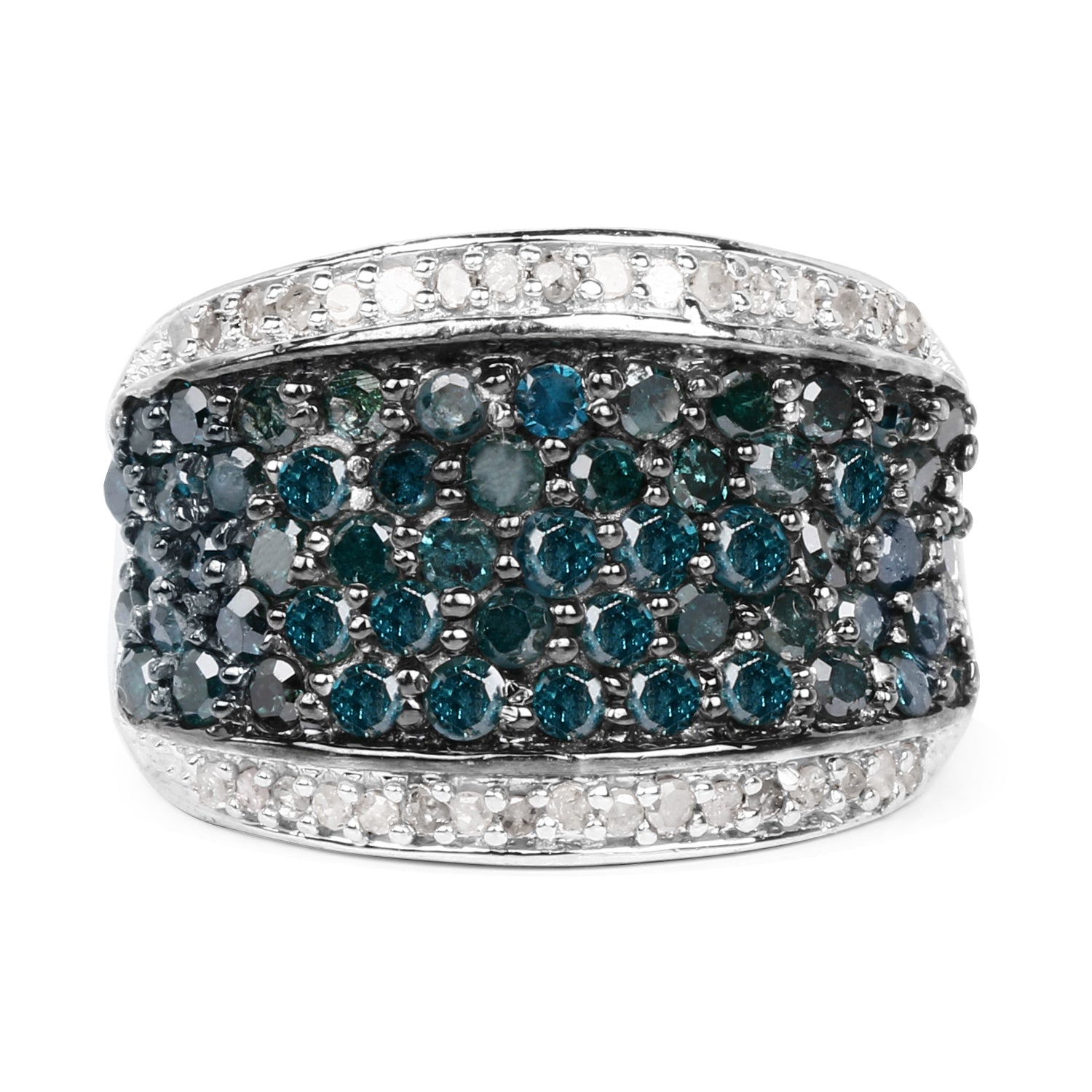 1.38 Carat Genuine Blue Diamond and White Diamond .925 Sterling Silver Ring by Bids.com