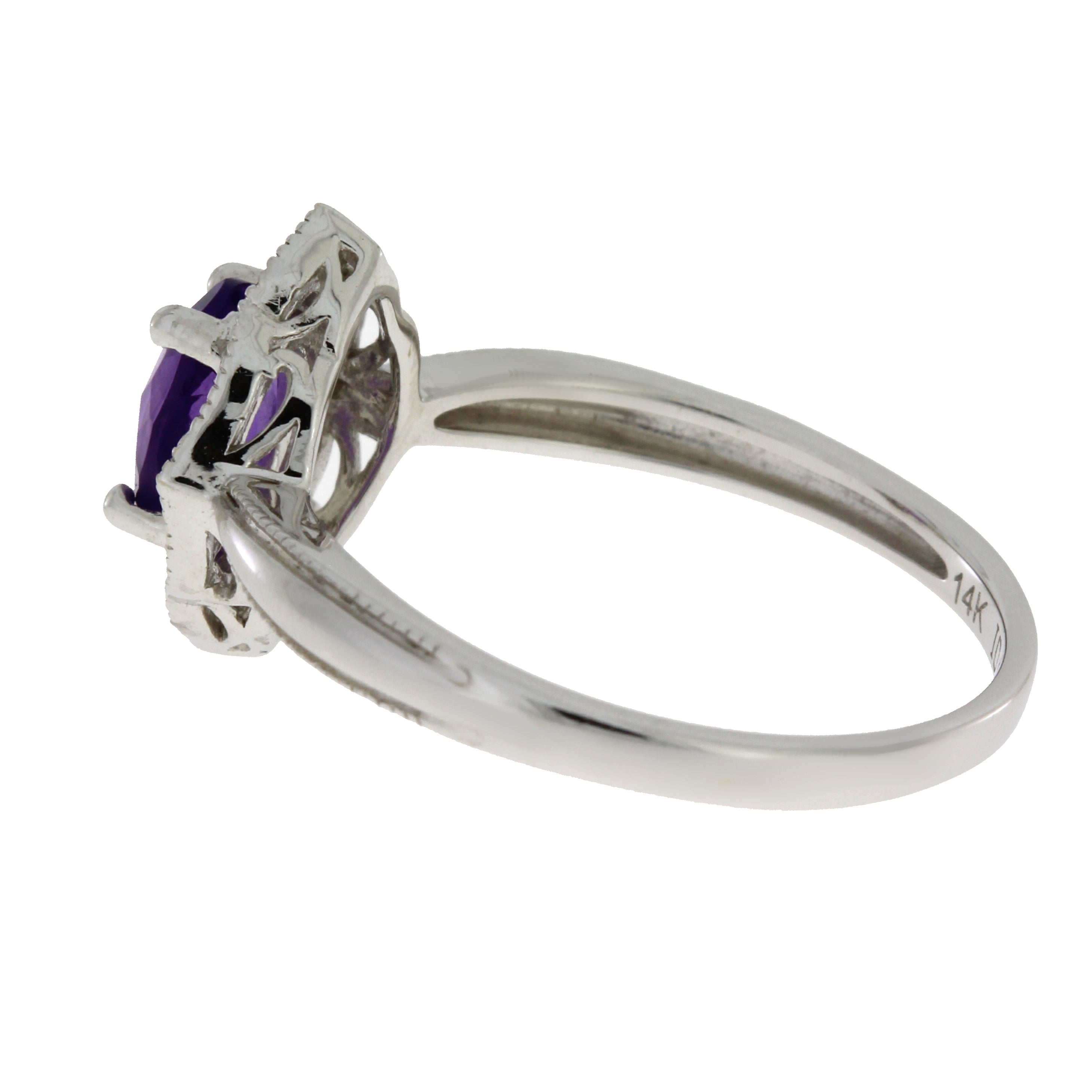 Natural 1.06ct Amethyst Diamond Ring 14KT White Gold by Bids.com