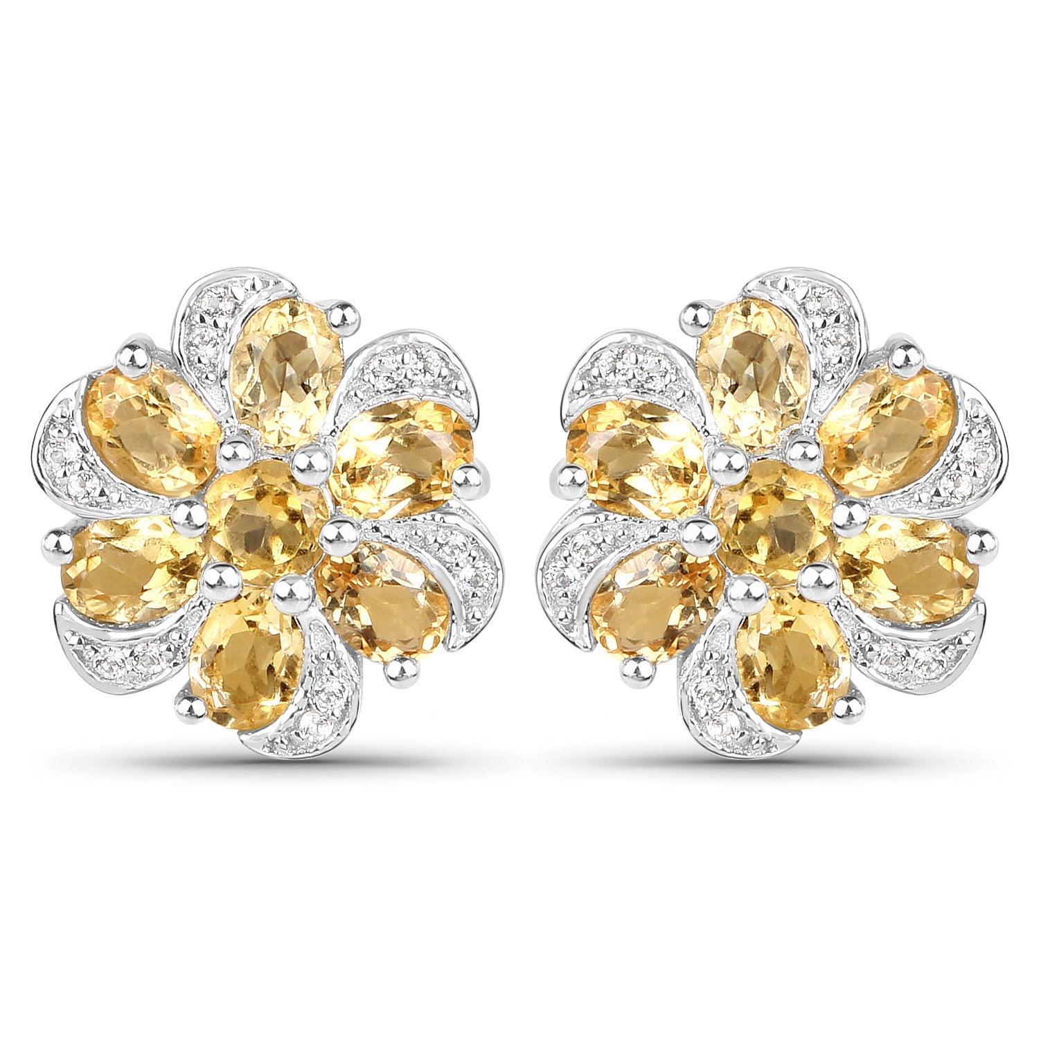 7.92 Carat Genuine Citrine and White Topaz .925 Sterling Silver 3 Piece Jewelry Set (Ring, Earrings, and Pendant w/ Chain) by Bids.com